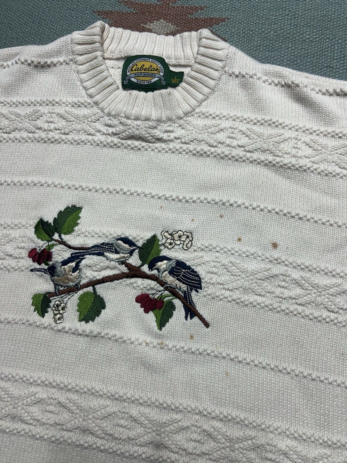 Vintage Vtg cabela’s cotton knit sweater embroide birds nature large Size L / US 10 / IT 46 - 4 Thumbnail