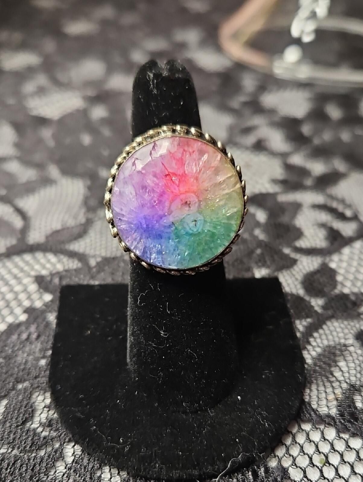 Other Sterling Multicolor Crystal Statement Ring Size 6 Size ONE SIZE - 1 Thumbnail