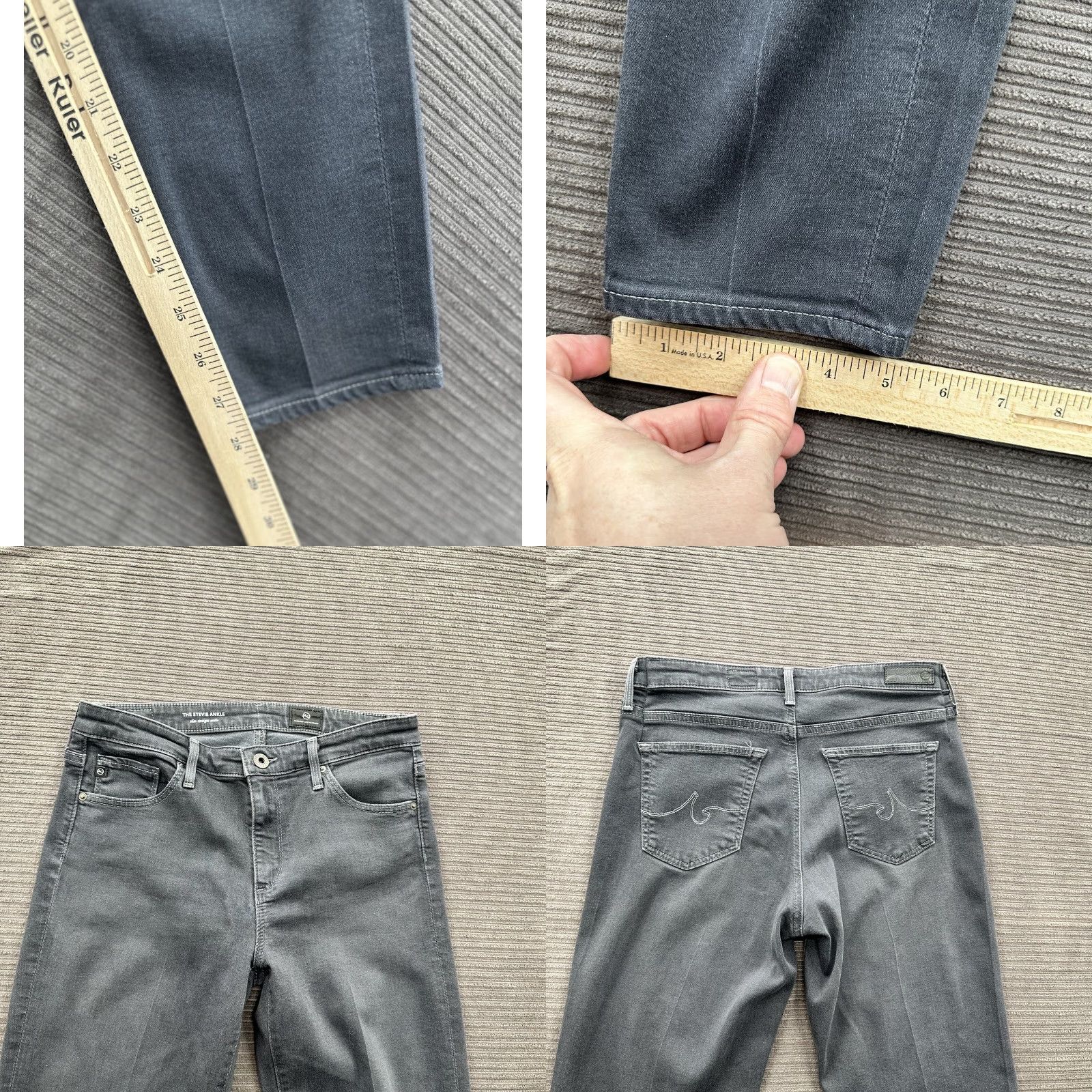 Vintage Adriano Goldschmied AG Stevie Jeans Women 27R Slim Mid Rise Gray Visoce Ankle Modern Bohemian USA 27 Womens Jeans Size 27" / US 4 / IT 40 - 8 Thumbnail