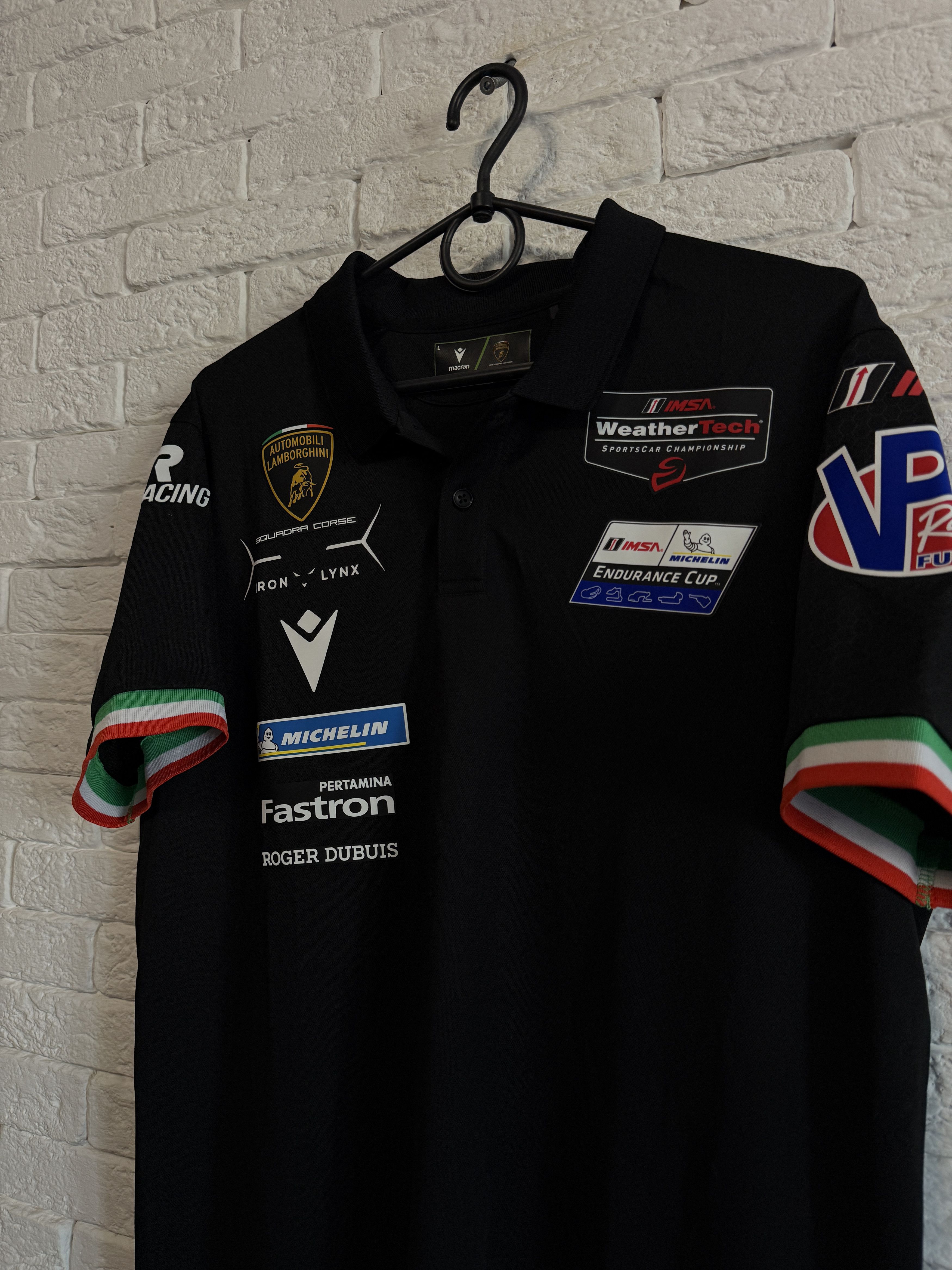 Lamborghini Racing Polo Macron Lamborgini SC 63 Sz L Size US L / EU 52-54 / 3 - 2 Thumbnail