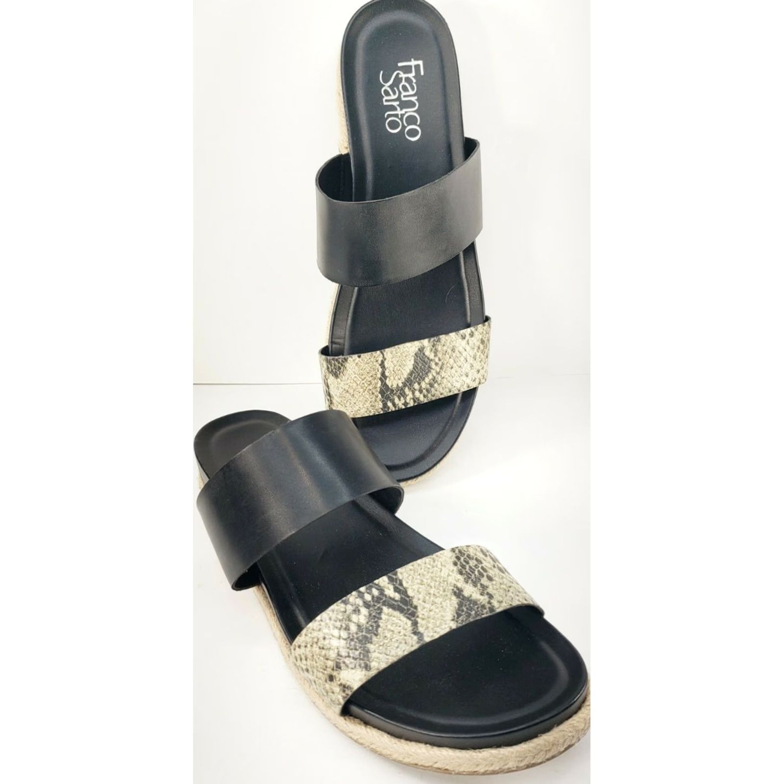 Franco Sarto Franco Sarto Babs Snakeskin Slides Sandals Black Size 8.5 Espadrille Flats Womens Shoes Size US 9 / IT 39 - 2 Thumbnail