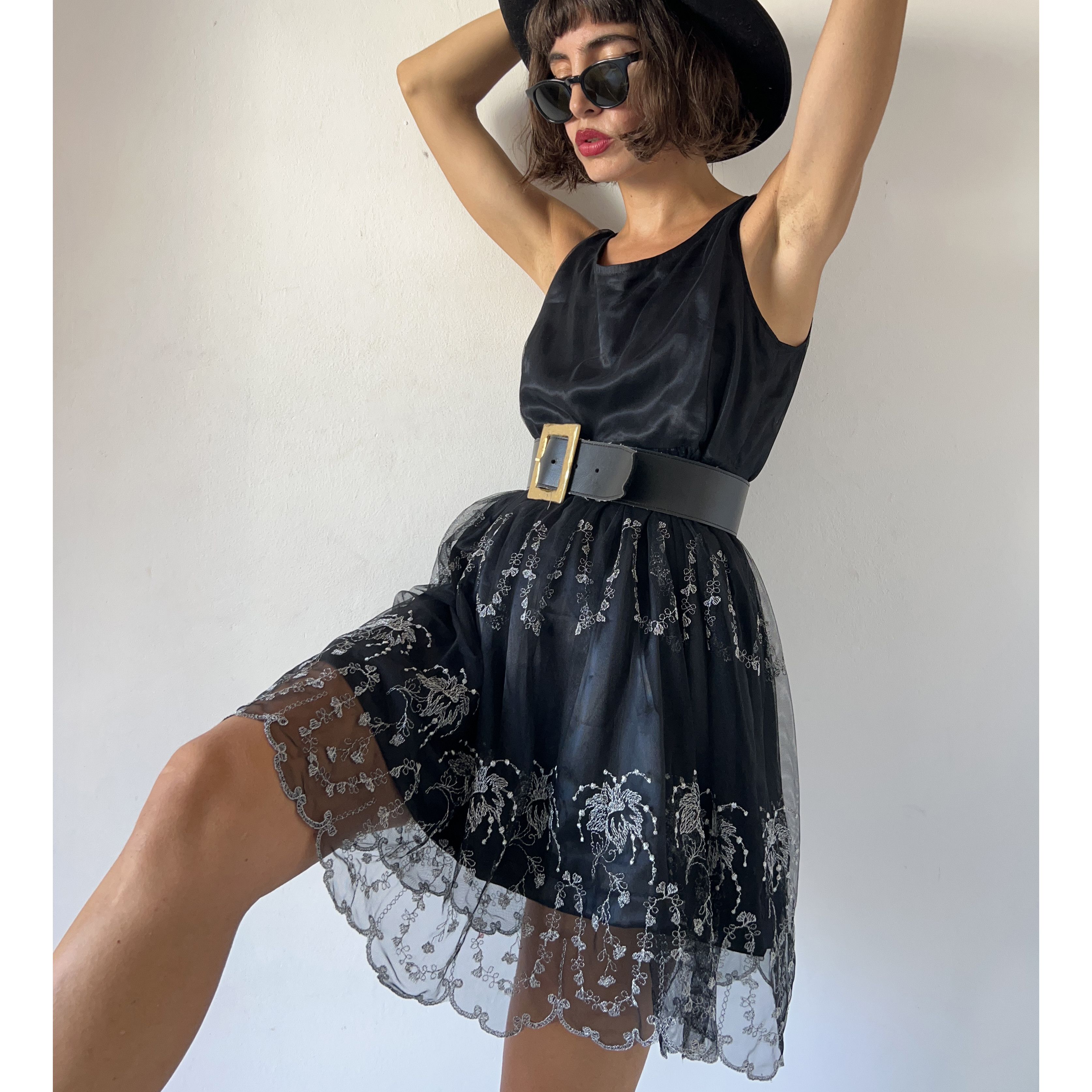 Vintage Vintage Black Tulle Tank Dress Size L / US 10 / IT 46 - 4 Thumbnail