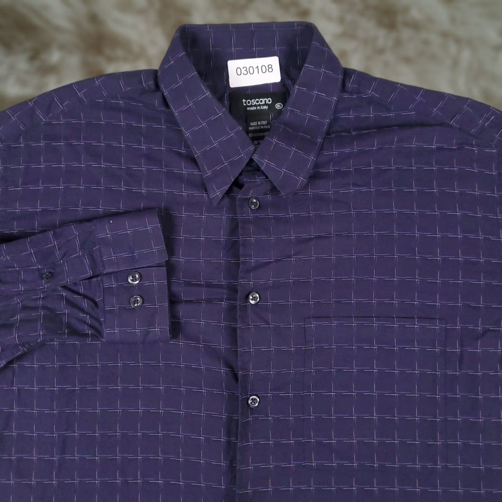 Vintage Toscano Shirt Mens XL Purple Plaid Button-Up Long Sleeve Casual Home, Workwear, Vintage-Not, Regular Fit, Cotton Size US XL / EU 56 / 4 - 1 Thumbnail