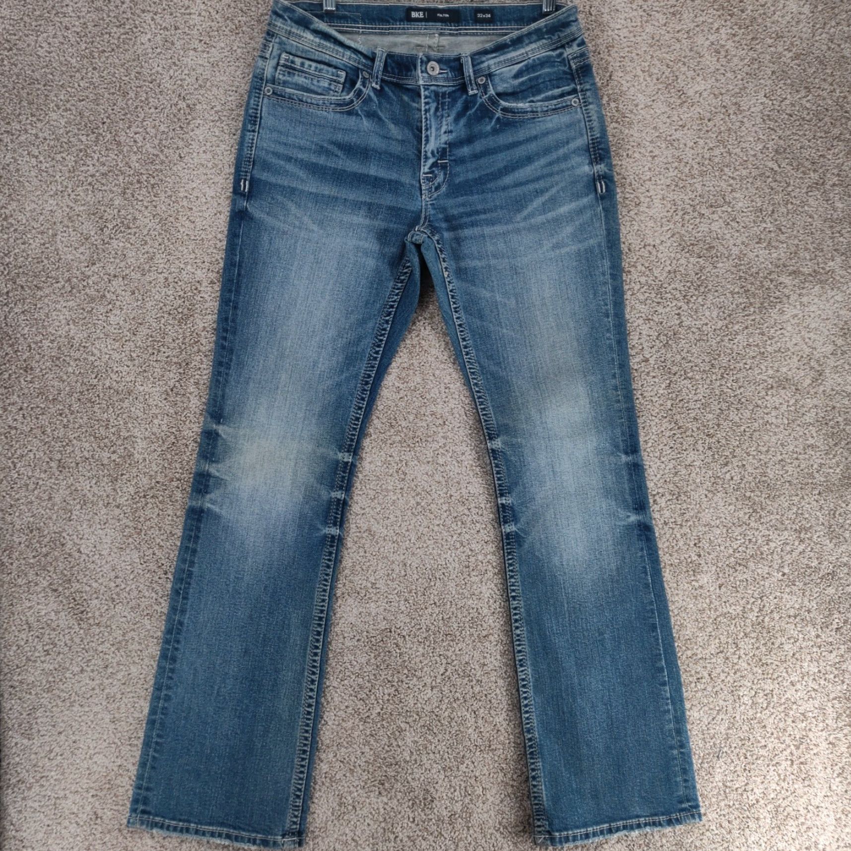 BKE BKE Fulton Jeans Mens 32X34 Blue Medium Wash Relaxed Straight Denim Pants Jeans Size US 32 / EU 48 - 2 Thumbnail