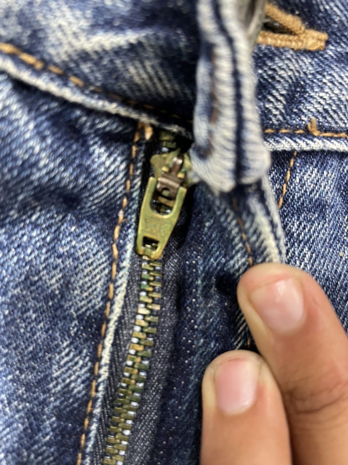 Japanese Brand Unique Clothing Warehouse blue jeans with distressed jeans Size US 33 - 5 Thumbnail
