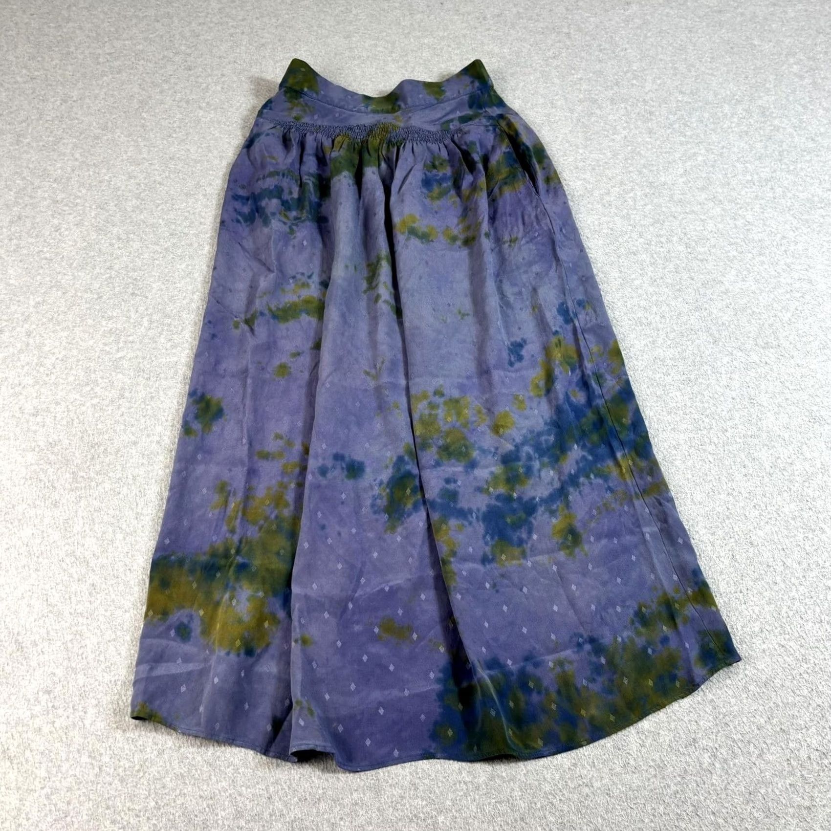 Vintage VINTAGE Michele Domercq Silk Skirt Shirt Women 38 Purple Tye-dye Maxi Boho France READ Size XS / US 0-2 / IT 36-38 - 3 Thumbnail