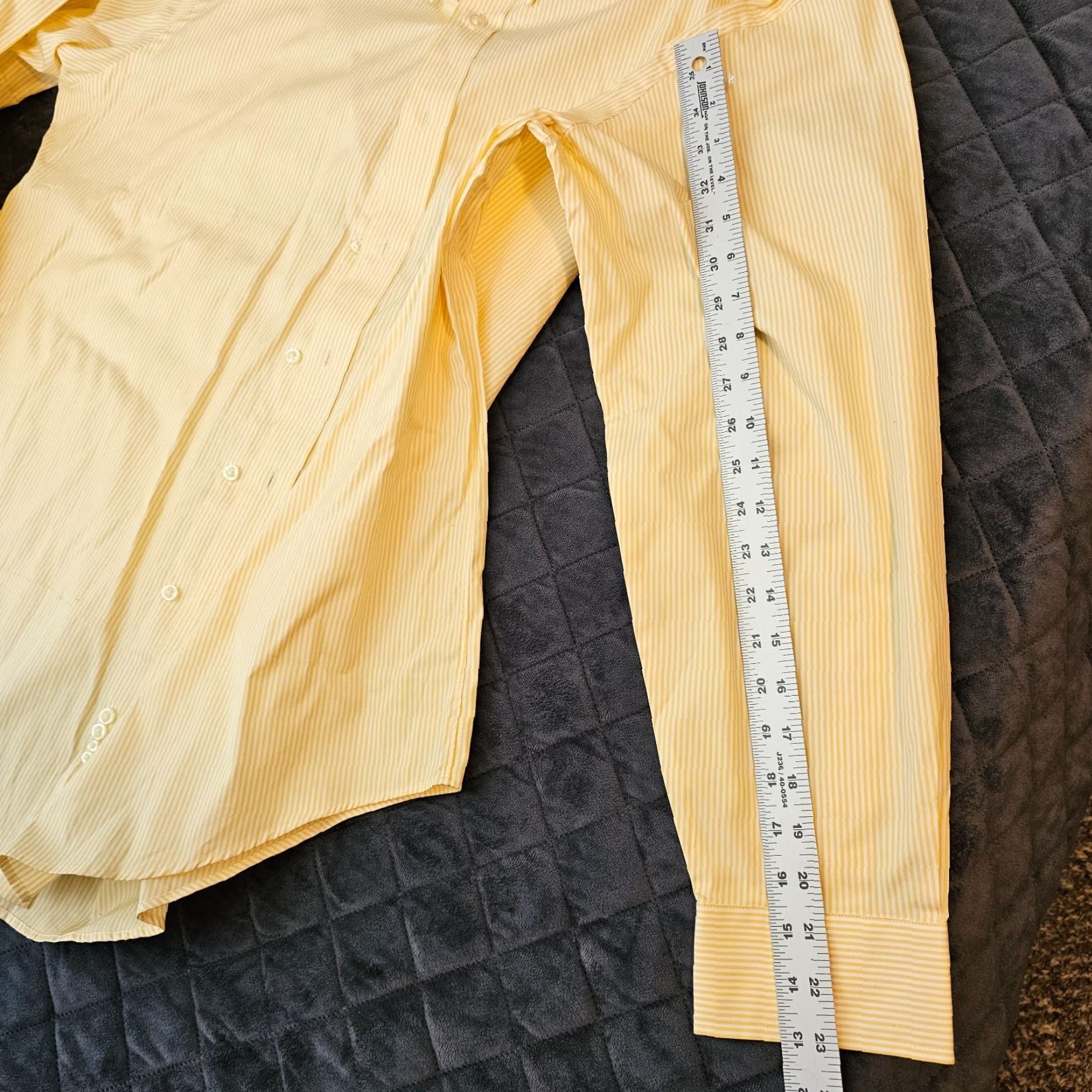 Lands' End Lands' End Button Down Shirt Mens Size 17 34 Yellow Stripe Long Sleeve Regular Dress Shirt Size US XL / EU 56 / 4 - 7 Thumbnail
