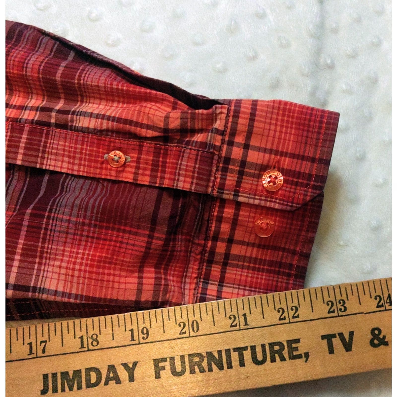Vintage Cinch Button-Up Western Shirt 2XL Red Orange Check Long Sleeve Plaid Cotton Men's Shirt Size US XXL / EU 58 / 5 - 7 Thumbnail