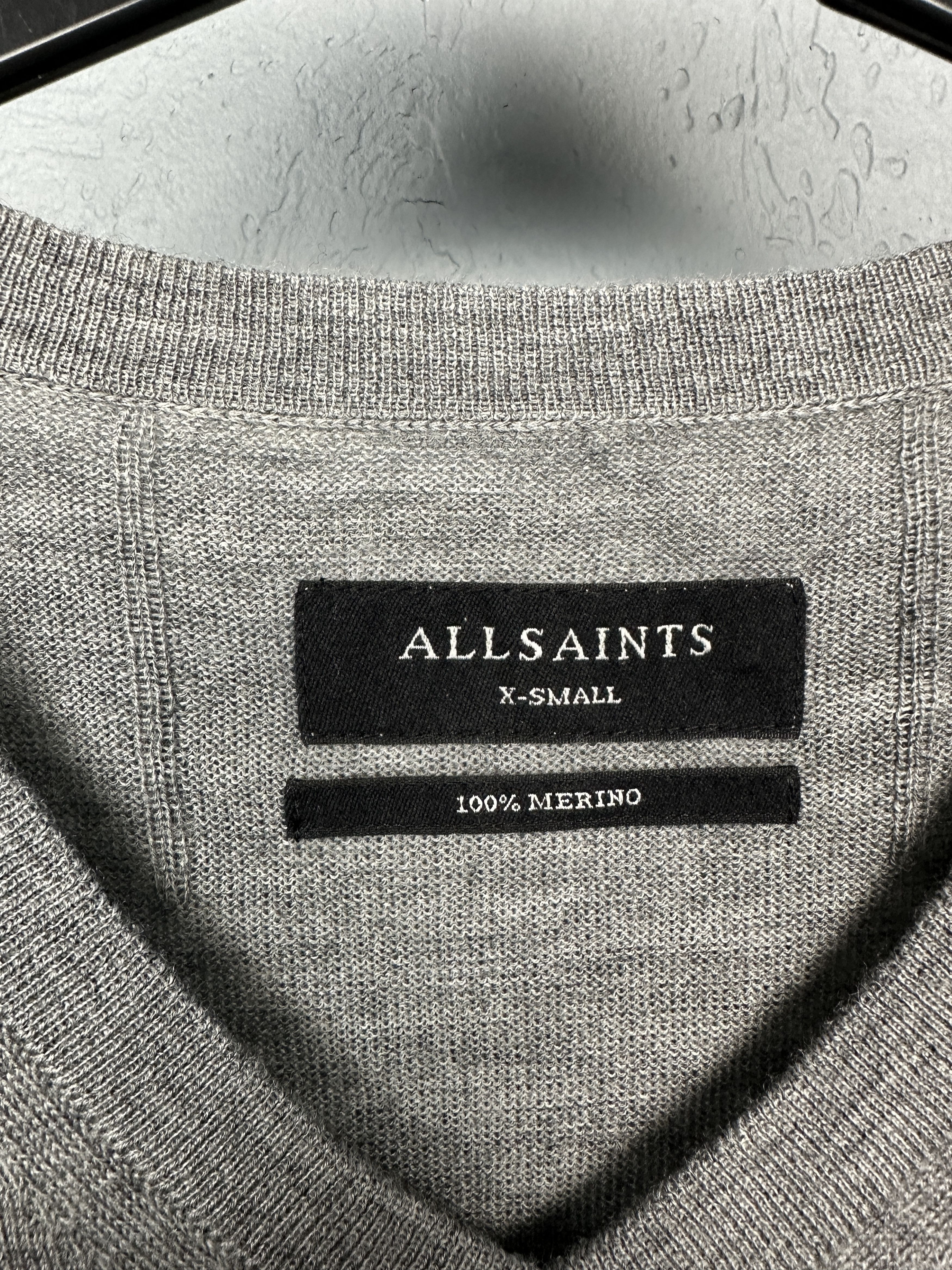 Allsaints AllSaints Mens Mode Merino V-Neck Wool Knit Sweater Size US XS / EU 42 / 0 - 4 Thumbnail