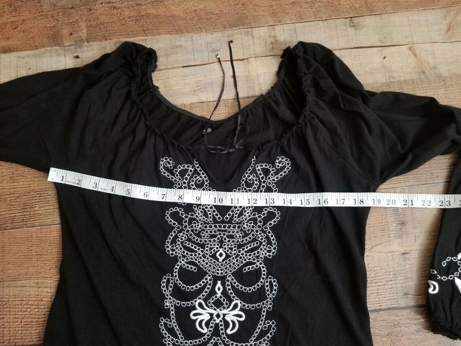 Willi Smith Willi Smith Top Medium Black Embroidered Long Sleeve Peasant Size M / US 6-8 / IT 42-44 - 4 Thumbnail