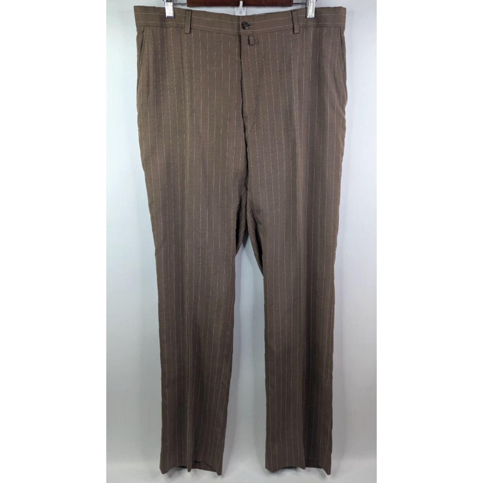 Ralph Lauren Purple Label Ralph Lauren Purple Label Dress Pants Silk Brown Pinstripe 38 Men Size US 38 / EU 54 - 2 Thumbnail