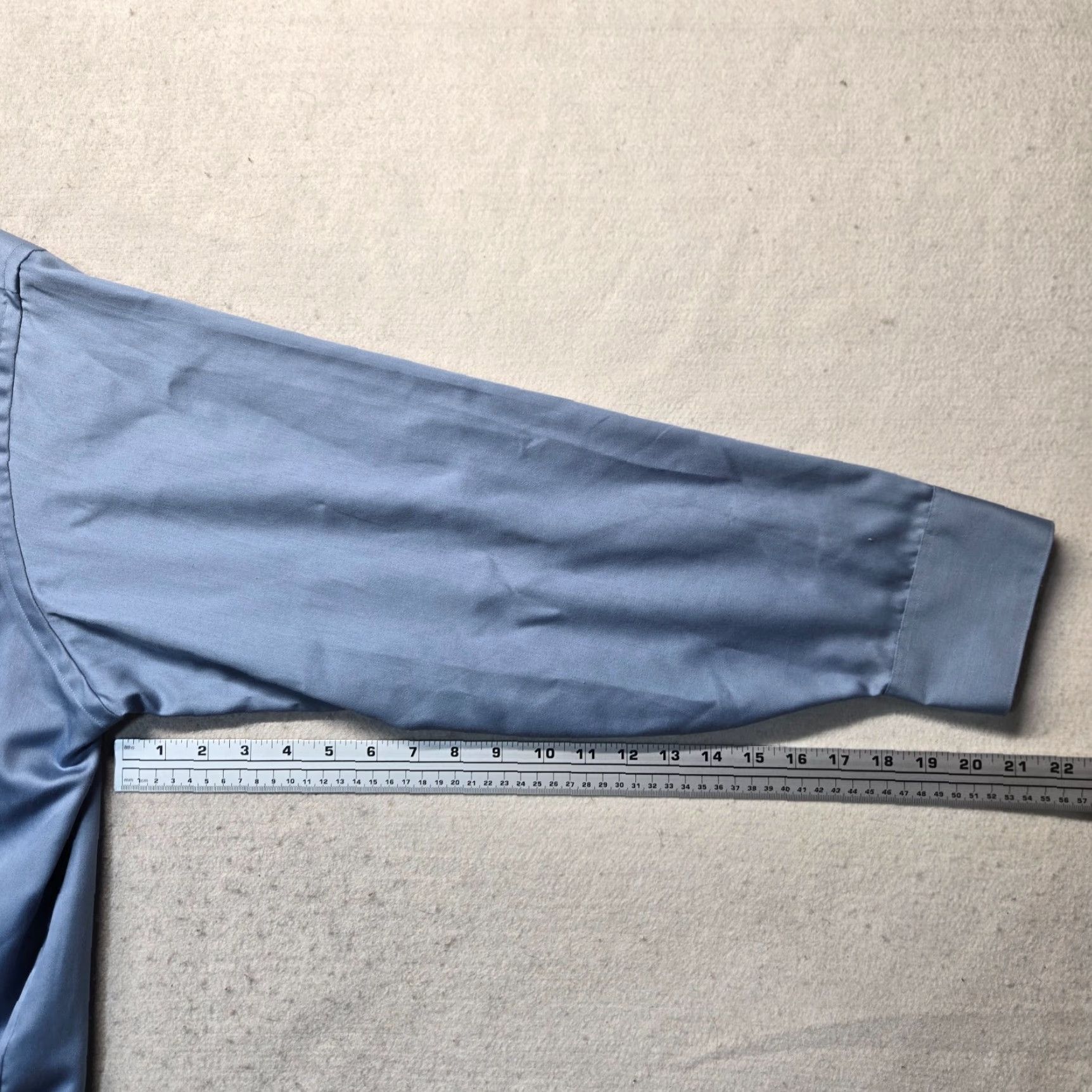 Geoffrey Beene Geoffrey Beene Sateen Solid Blue Long Sleeve Button Up Dress Shirt Men's 17.5 Size 46R - 5 Thumbnail