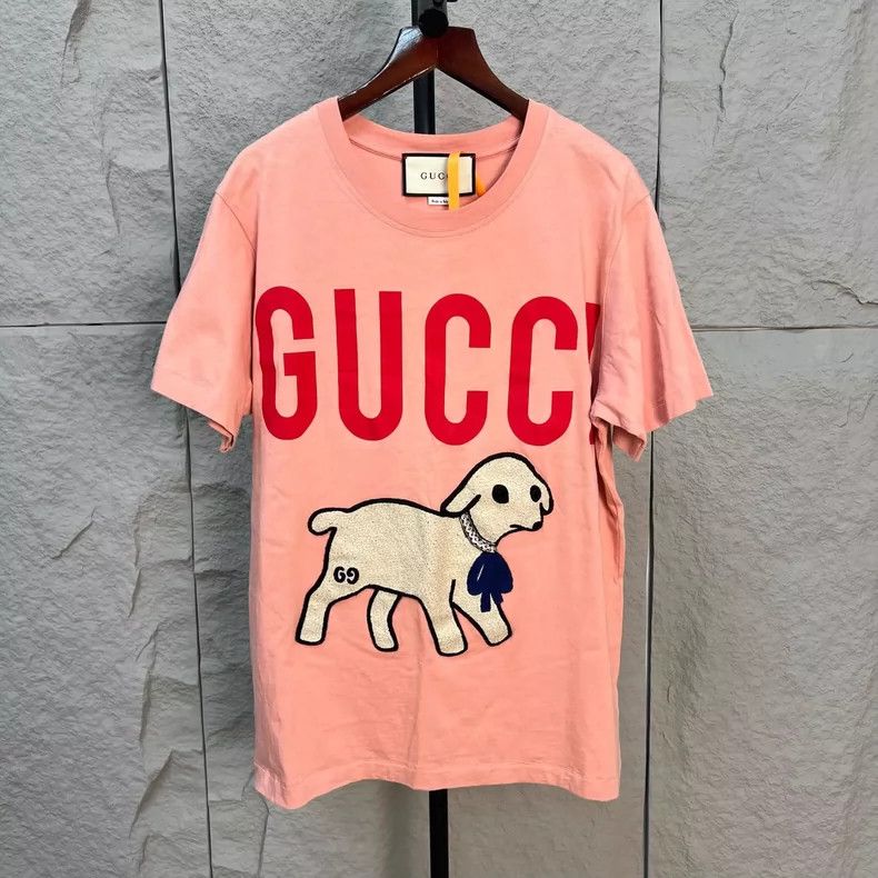 Gucci Gucci Pink short sleeves with puppy print on the chest Size M / US 6-8 / IT 42-44 - 1 Thumbnail