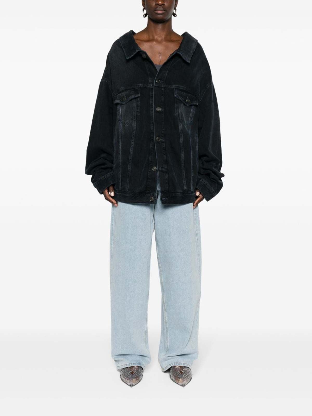 Balenciaga o1w1db10426 Off Shoulder Jacket in Dark Navy Size US M / EU 48-50 / 2 - 5 Thumbnail