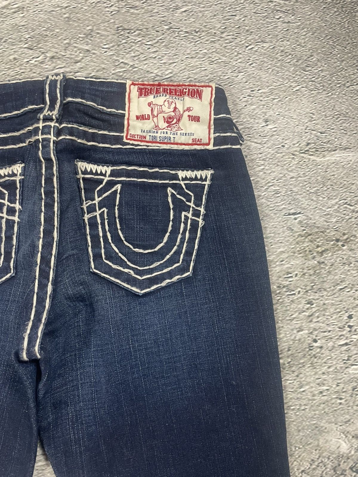 True Religion True Religion flared jeans blue white thick stitching Y2K Size 27" / US 4 / IT 40 - 2 Thumbnail