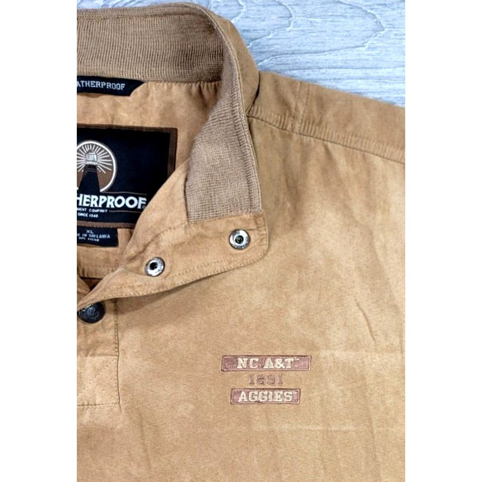 Weatherproof Weatherproof Mens Pullover Jacket 1/4 Snap Faux Suede Brown L Bomber Style Jacket Mens Size US L / EU 52-54 / 3 - 4 Thumbnail
