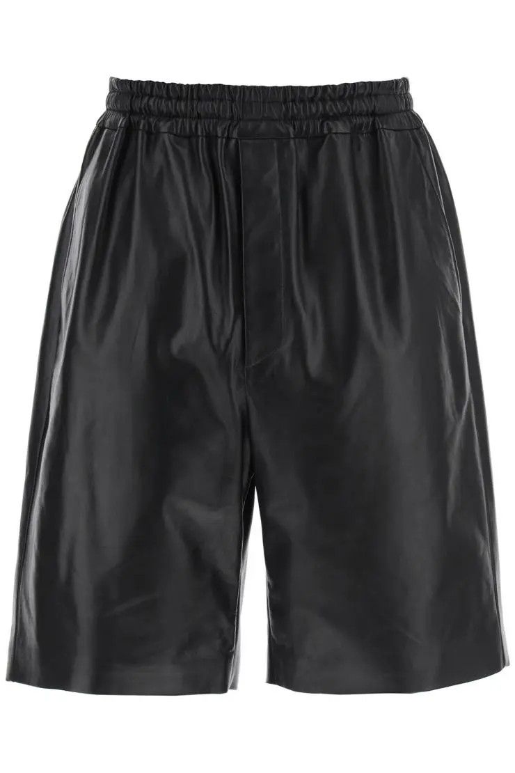 image of Jil Sander O1S22I1N0324 Leather Bermuda Shorts In Black, Men's