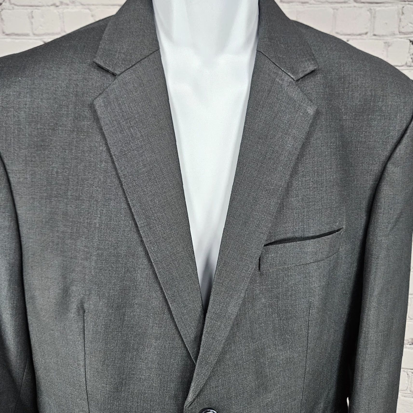 Vintage Unbranded Grey Full Pant Suit 2 Piece Set Notch Jacket 2 Button Double-Vented 40S 33x28 Mens Size 40R - 3 Thumbnail