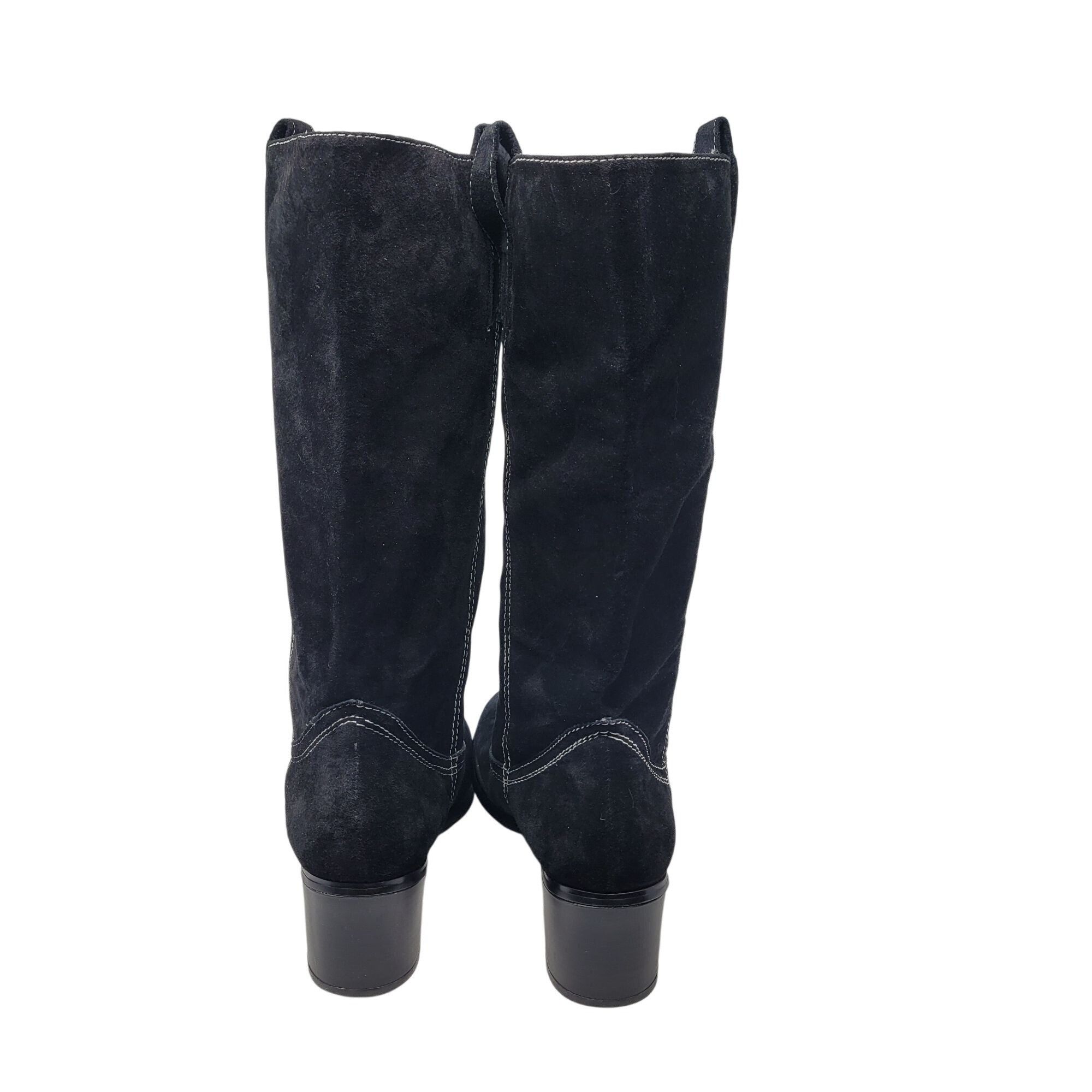 Vintage Vintage Black Suede Leather Knee High Cowboy Boots 10 White Size US 10 / IT 40 - 7 Thumbnail