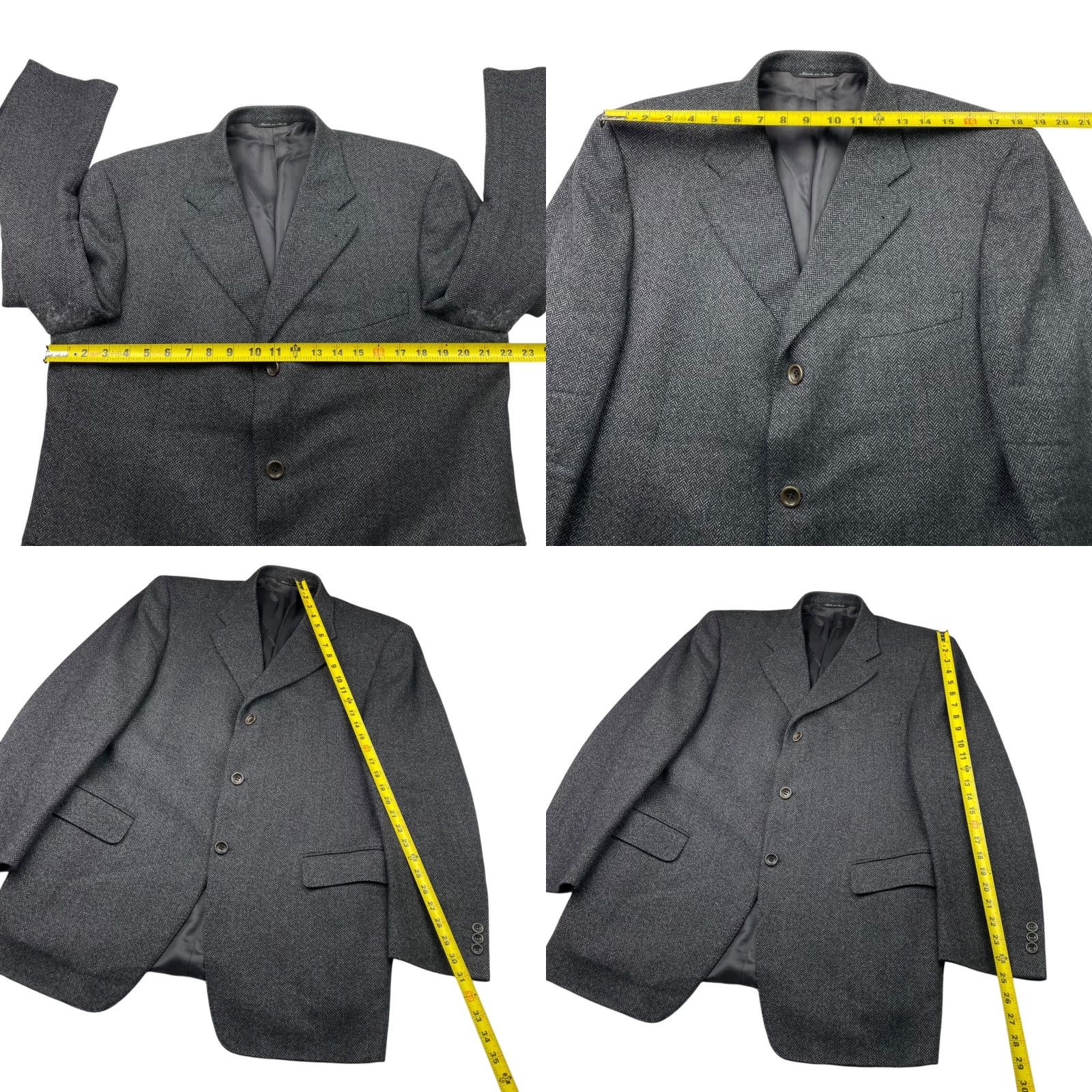 Canali VINTAGE Canali Proposta Men's Blazer 42R Gray Herringbone Wool Tweed 3-Button Notch Lapel Italy Mens Size 42R - 8 Thumbnail