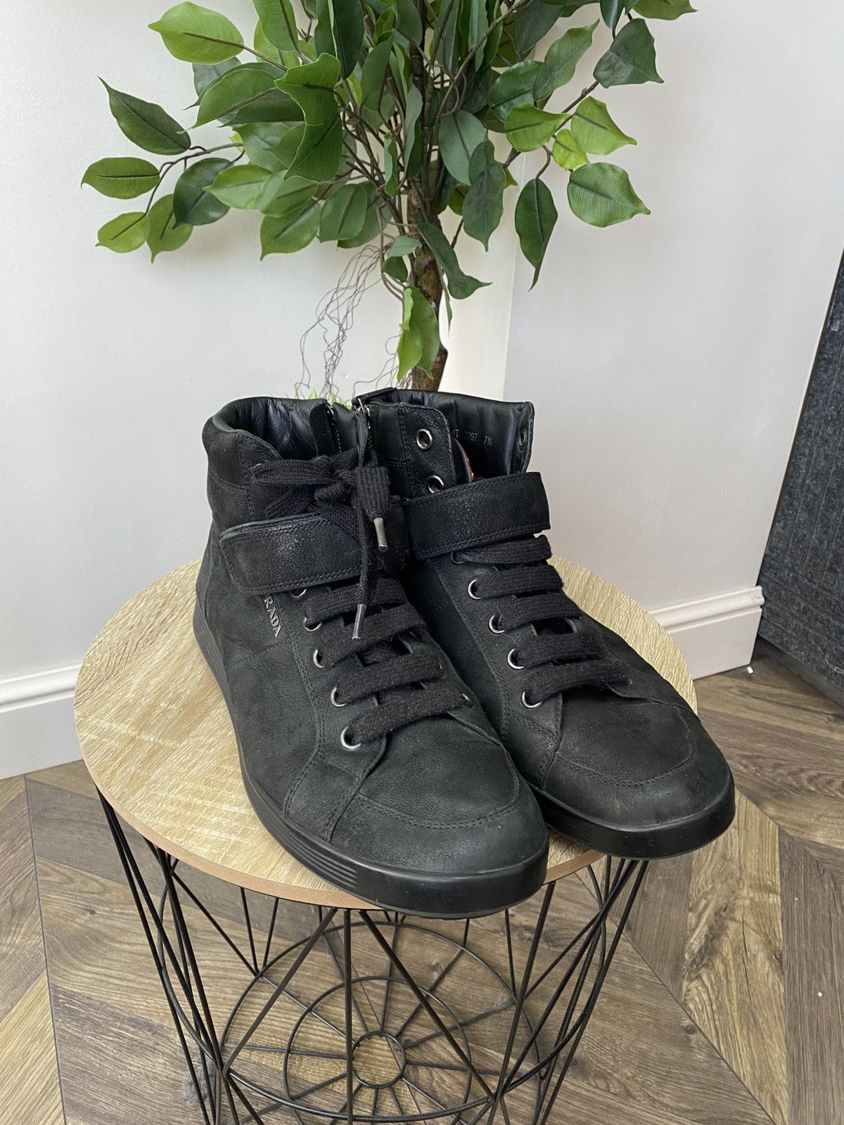 Prada LUXURY PRADA RED TAB HIGH-TOP SNEAKERS SHOES Size US 8.5 / EU 41-42 - 1 Thumbnail