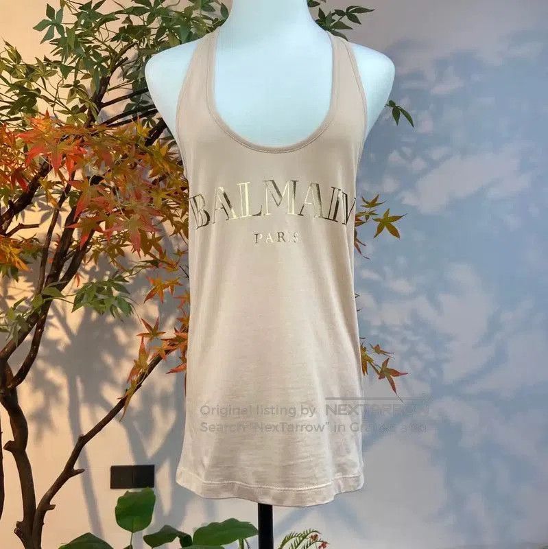 Balmain Balmain Pink Cotton Women's Tank Top . Size S / US 4 / IT 40 - 1 Thumbnail