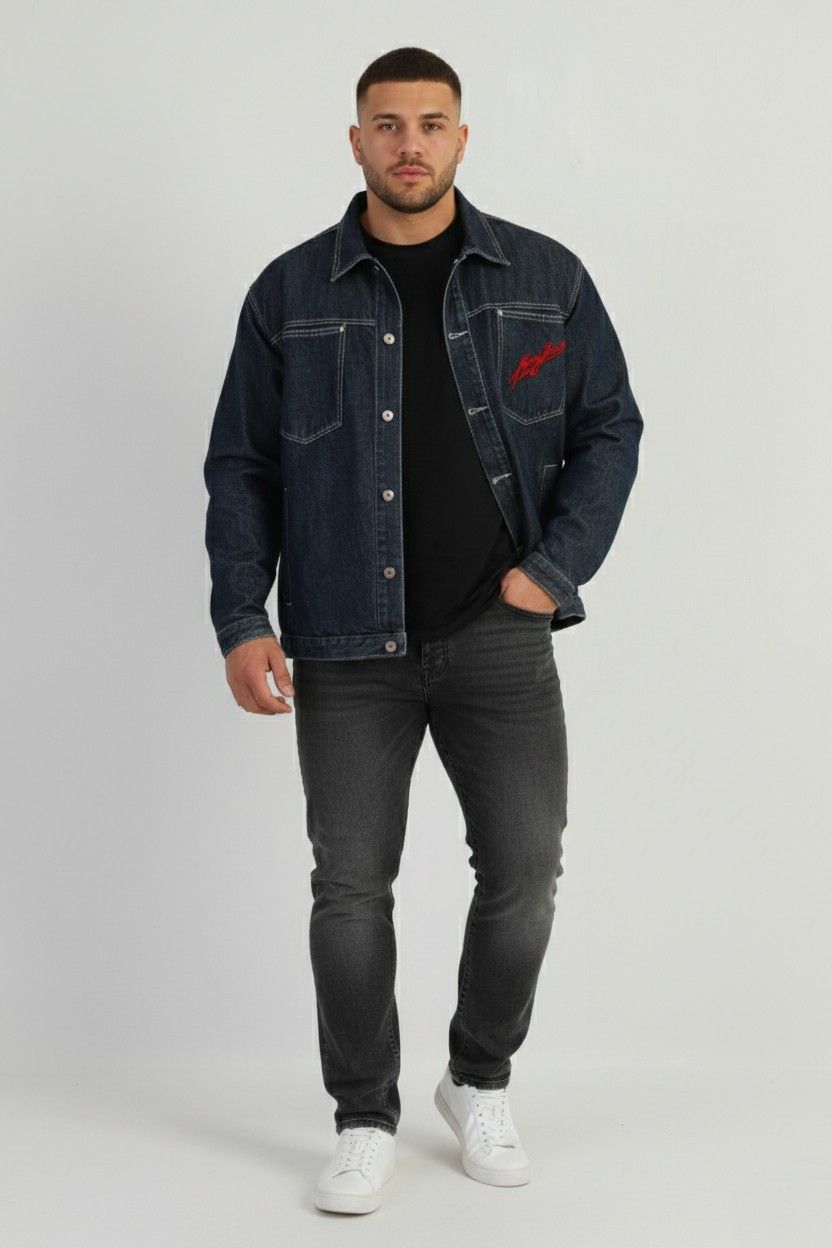 Karl Kani Vintage Karl Kani 3XL Denim Jacket Navy Cotton 0419 Size US XXL / EU 58 / 5 - 1 Thumbnail