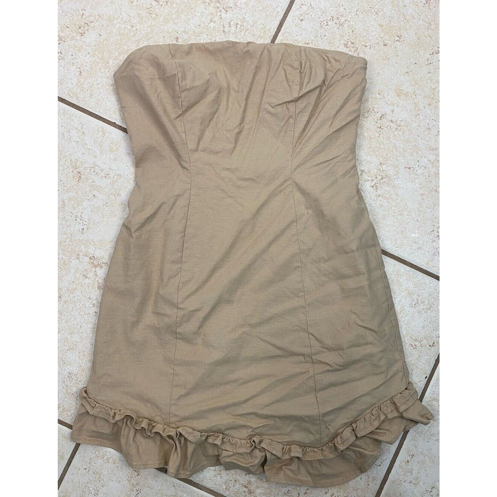 Other Revolve Lovers + Friends Mini Dress Tan Strapless Ruffle Size S / US 4 / IT 40 - 6 Thumbnail