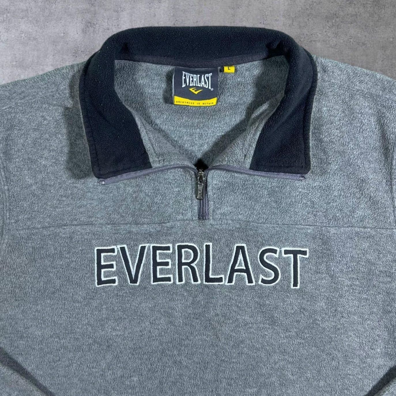 Everlast Everlast Embroidered Grey 1/4 Zip Pullover Fleece Sweatshirt Large Men's Shirt Size US L / EU 52-54 / 3 - 3 Thumbnail
