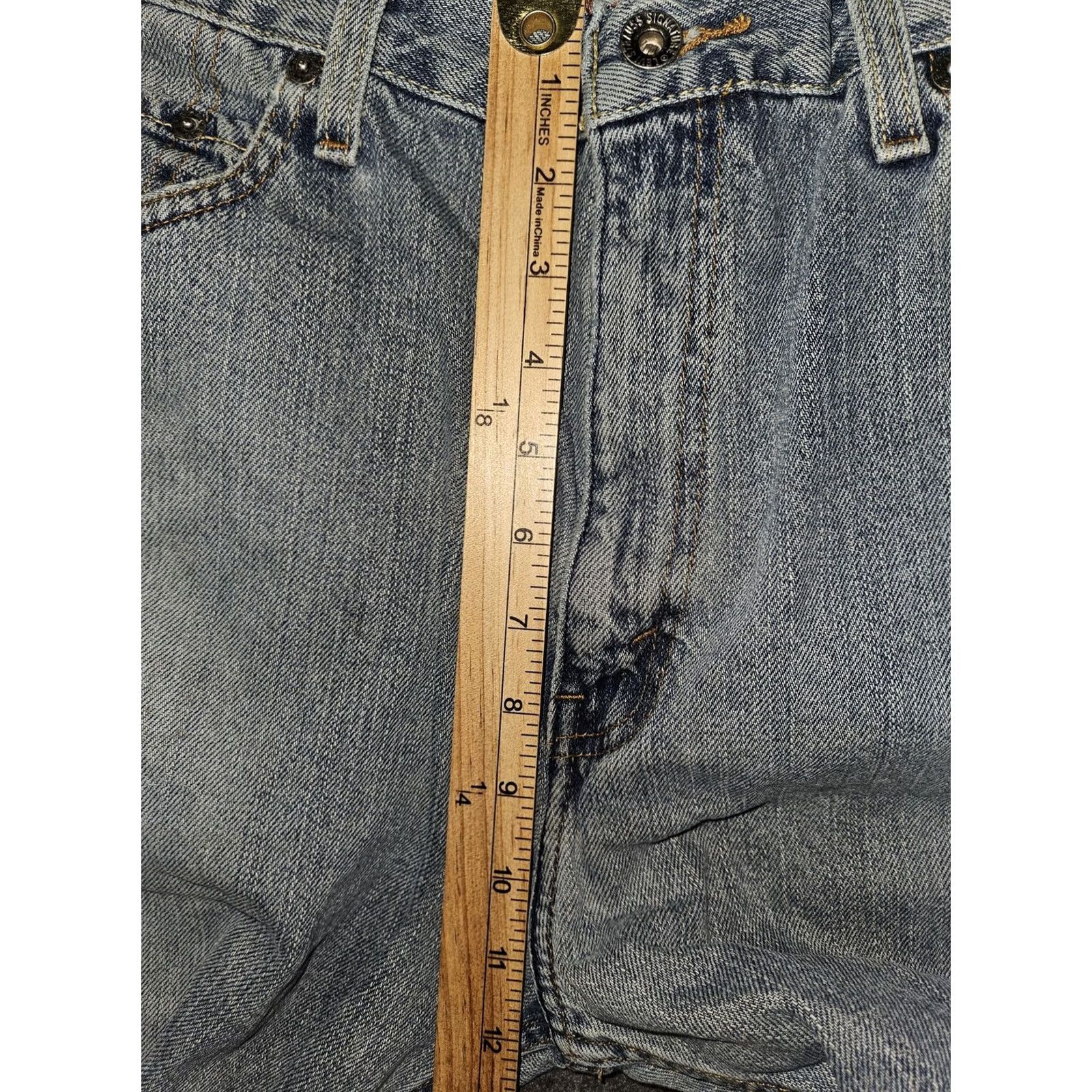Vintage Levi Strauss Signature Low Loose Boot Jeans Mens 36x32 Light Blue Denim Vintage 5-Pocket Logo Zip Front Bootscut Regular Waist Mens Size US 36 / EU 52 - 4 Thumbnail