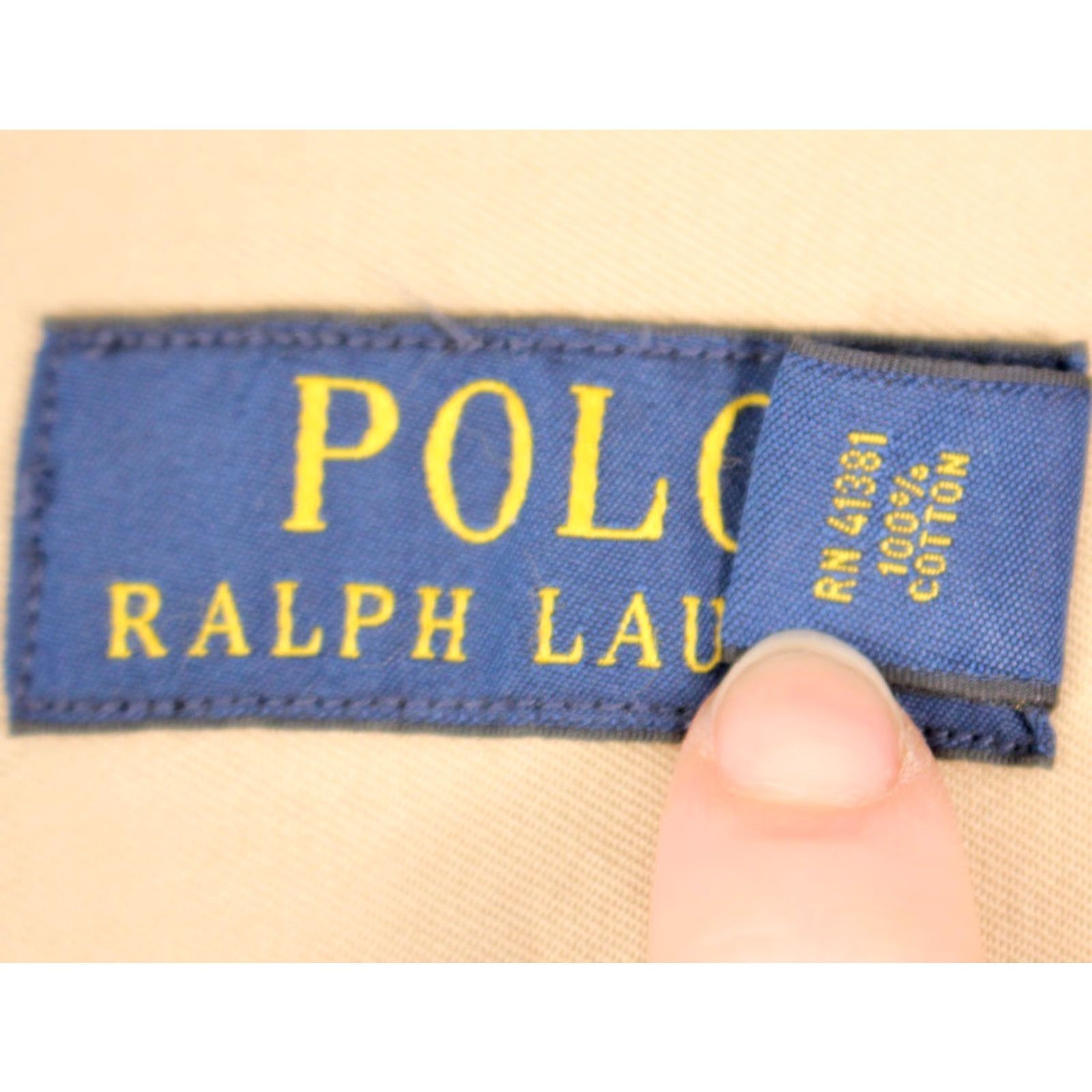 Polo Ralph Lauren Polo Ralph Lauren Shirt Khaki VTG Size L Long Sleeve Navy Base Hawaii Stencil Stain Size US L / EU 52-54 / 3 - 5 Thumbnail