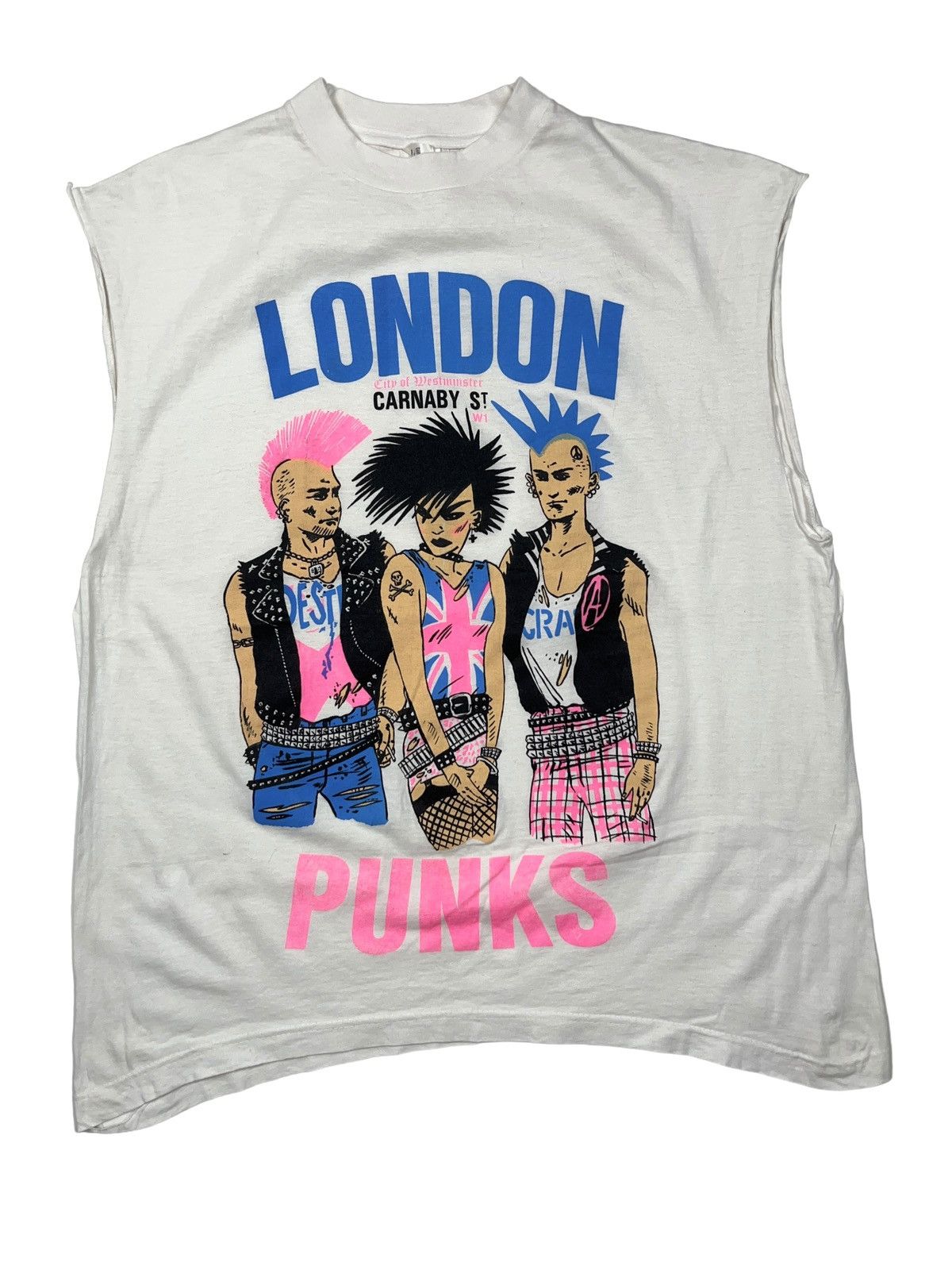 Vintage 80s London Punks Carnaby Street Tank Top Shirt