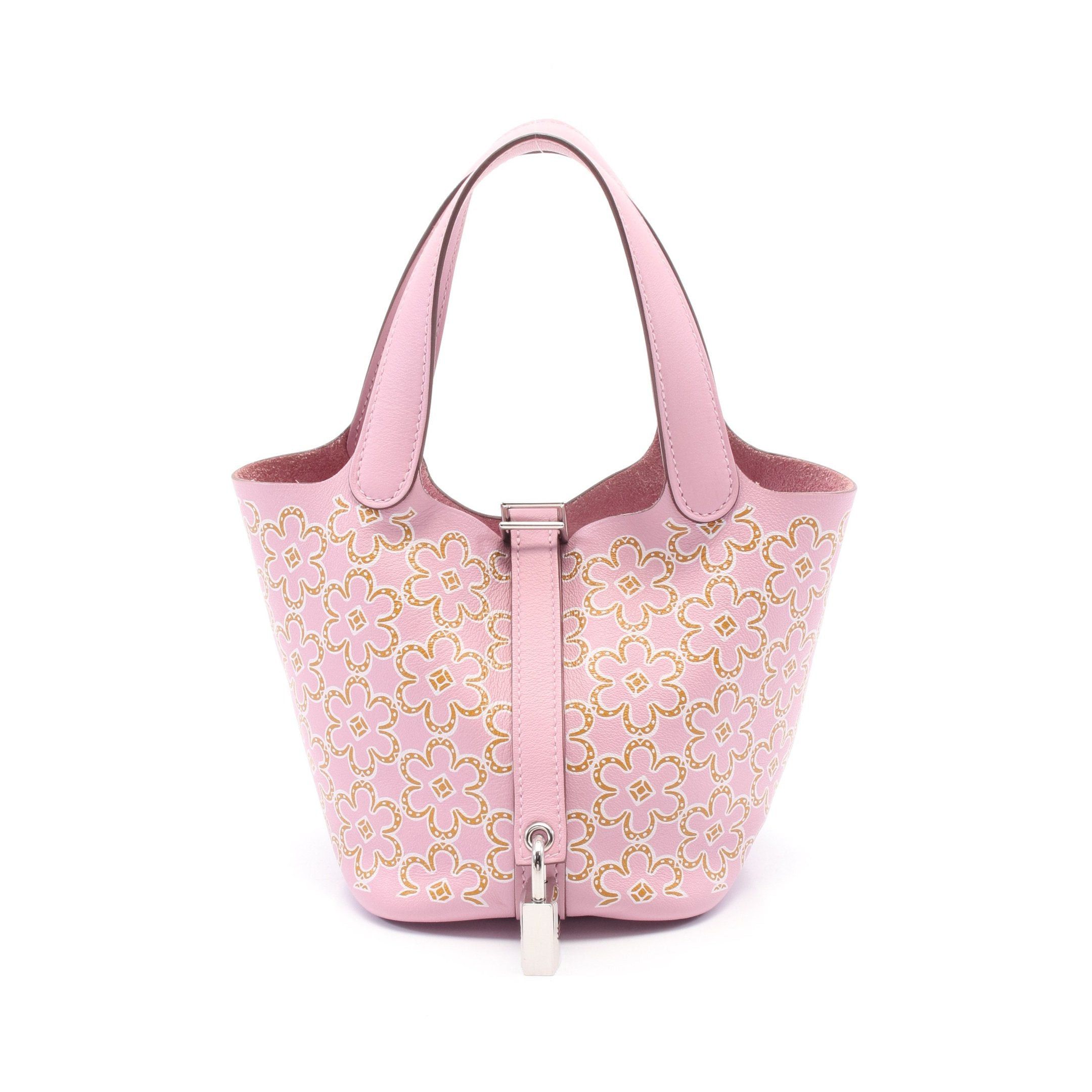 Hermes Hermes Picotan Lock Micro Lucky Daisy Mauve Sylvestre Handbag Leather Pink Light Brown White Silver Hardware U Stamp Size ONE SIZE - 1 Thumbnail