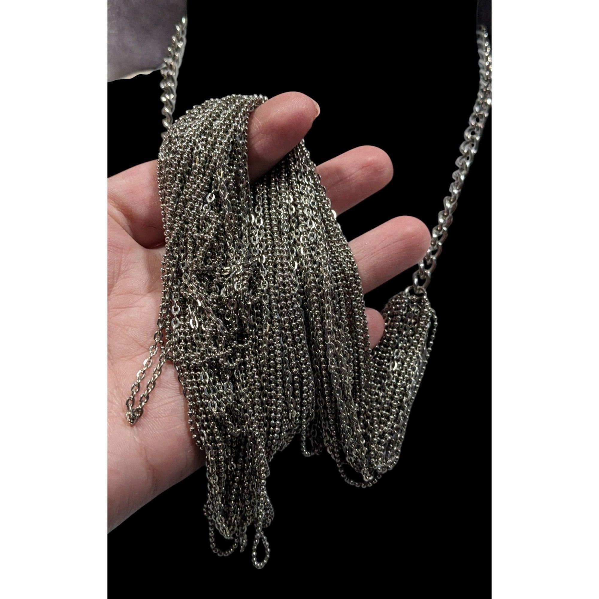 Other Glam Metal Multilayer Silver Tone Chain Necklace Size ONE SIZE - 8 Thumbnail