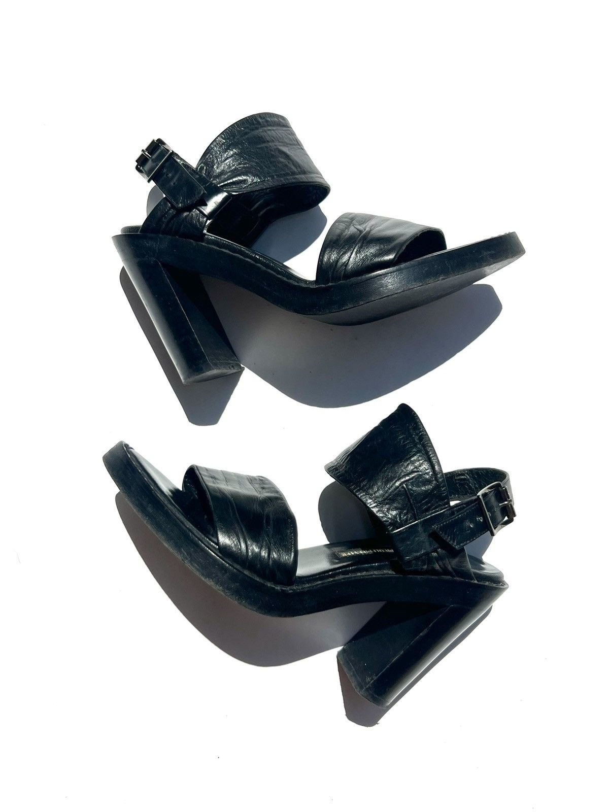 Ann Demeulemeester S/S 2003 BLOCK HEELED PLATFORM SANDALS Size US 7 / IT 37 - 9 Thumbnail