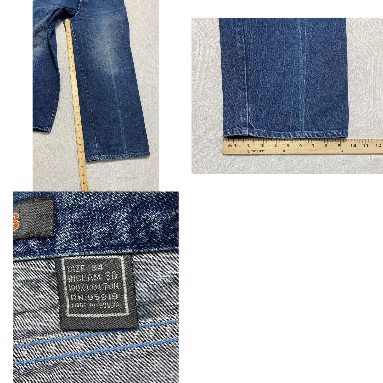RMC Jeans VINTAGE CJ Jeans Mens Carpenter Jeans Loose Fit Wide-Leg 32x28 Blue 5-Pocket denim Baggy Mid Rise Relaxed Regular Size 32 Mens Shoes? Size US 32 / EU 48 - 8 Thumbnail