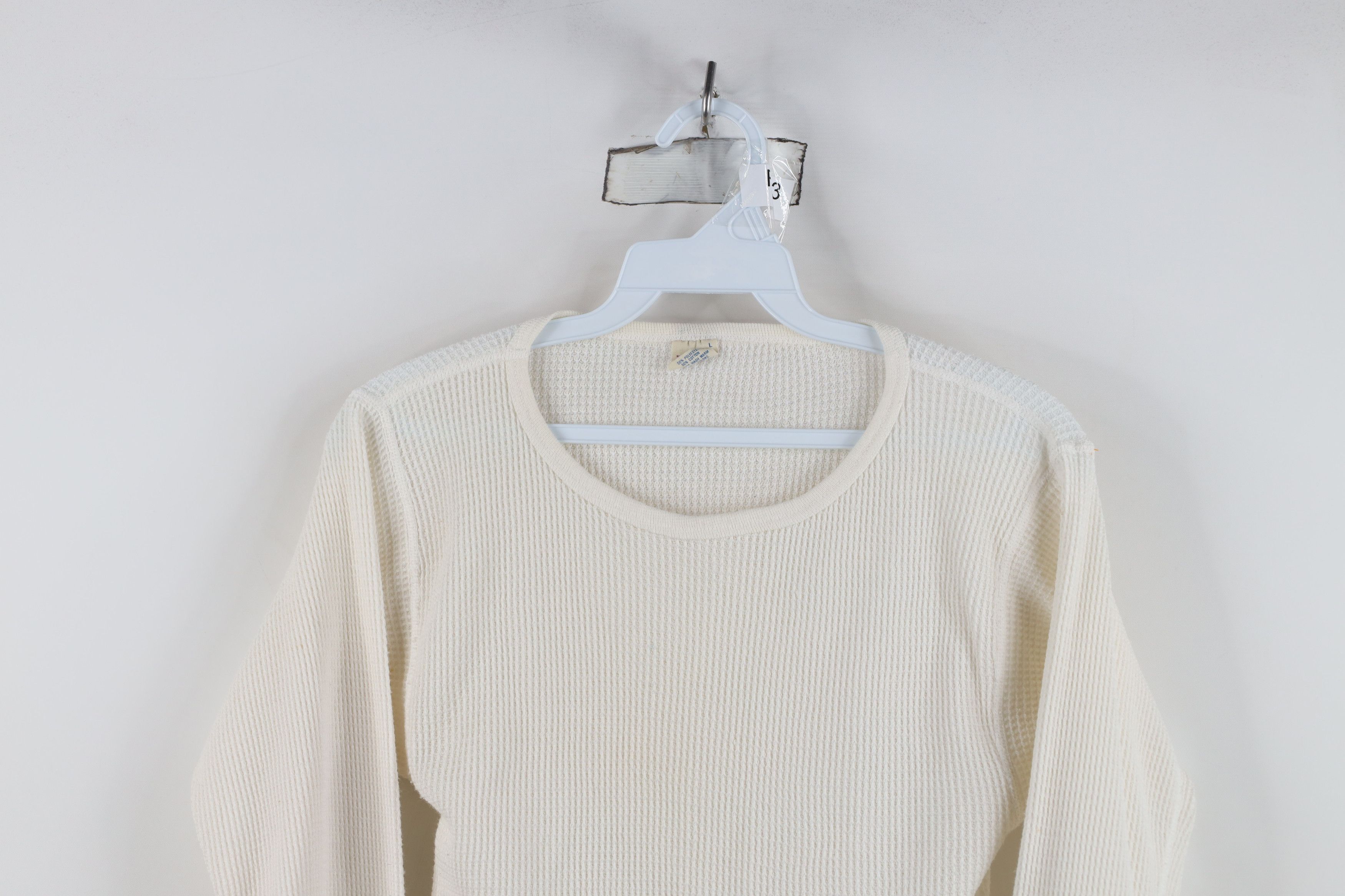 Vintage Vintage 90s Streetwear Waffle Knit Long Sleeve T-Shirt USA Size L / US 10 / IT 46 - 2 Thumbnail