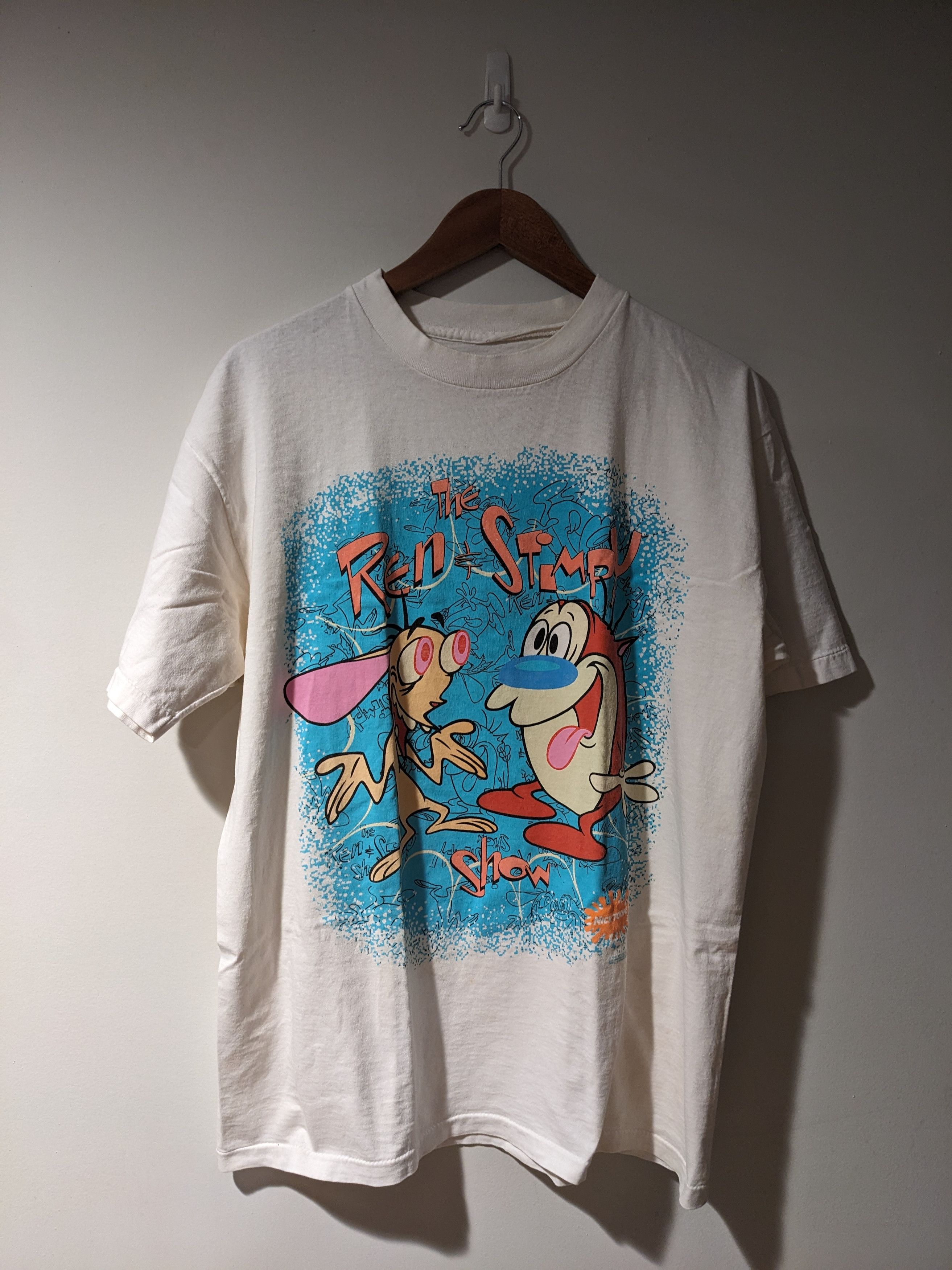 Nickelodeon × Vintage Vintage 1991 Ren and Stimpy Nickelodeon White Large T-Shirt Size US L / EU 52-54 / 3 - 1 Thumbnail
