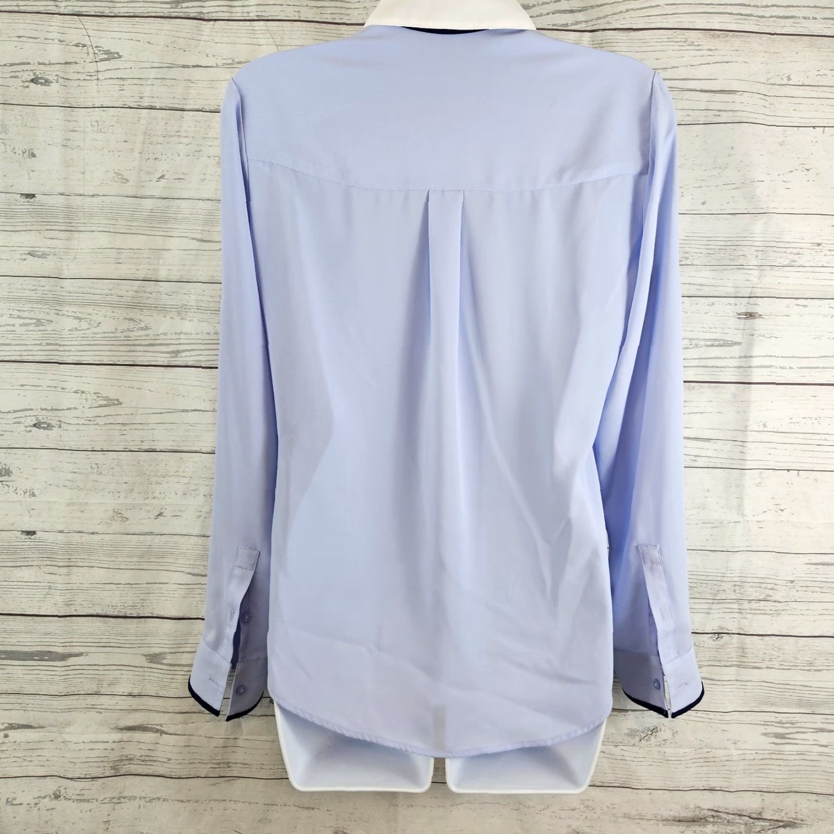 Express Express Womens Portofino Button Up Shirt XS Blue White Tabbed Long Sleeve Shirt Womens XS Blue Portofino Button-Up Shirt Size XS / US 0-2 / IT 36-38 - 3 Thumbnail