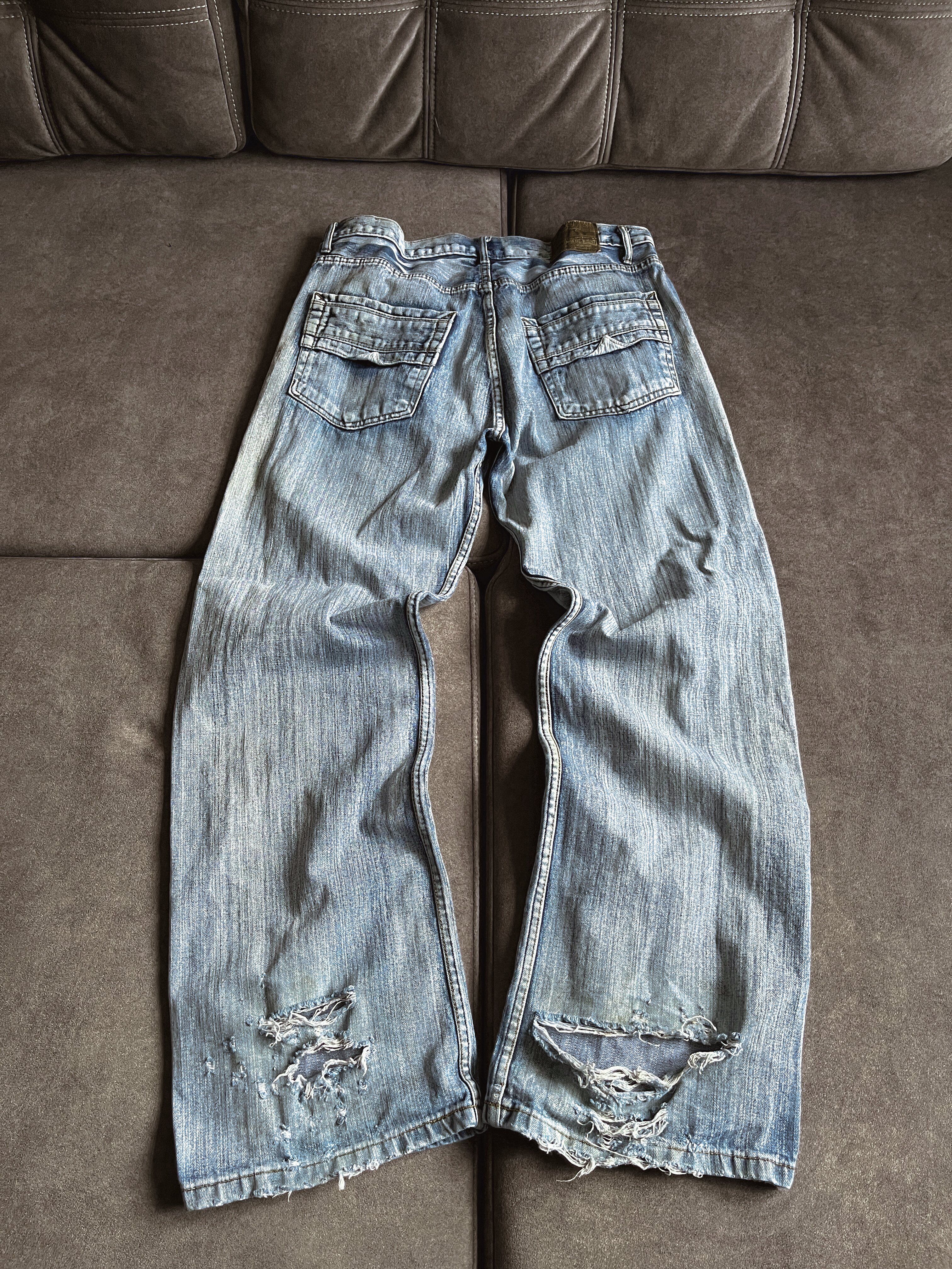 Pre-owned Archival Clothing X Avant Garde Vintage Washed Faded Denim Distressed Baggy Jeans Y2k (size 38) In Multicolor