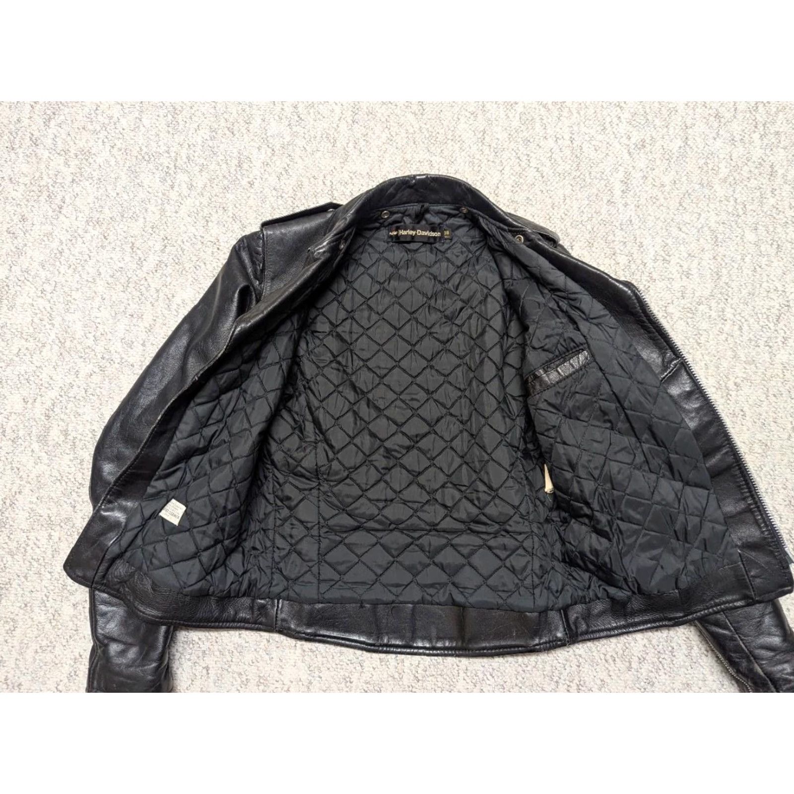 Harley Davidson VINTAGE Harley-Davidson Jacket Motorcycle Black 38 Tall Mens Leather Cowhide Biker 1970s AMF Leather Size US S / EU 44-46 / 1 - 6 Thumbnail