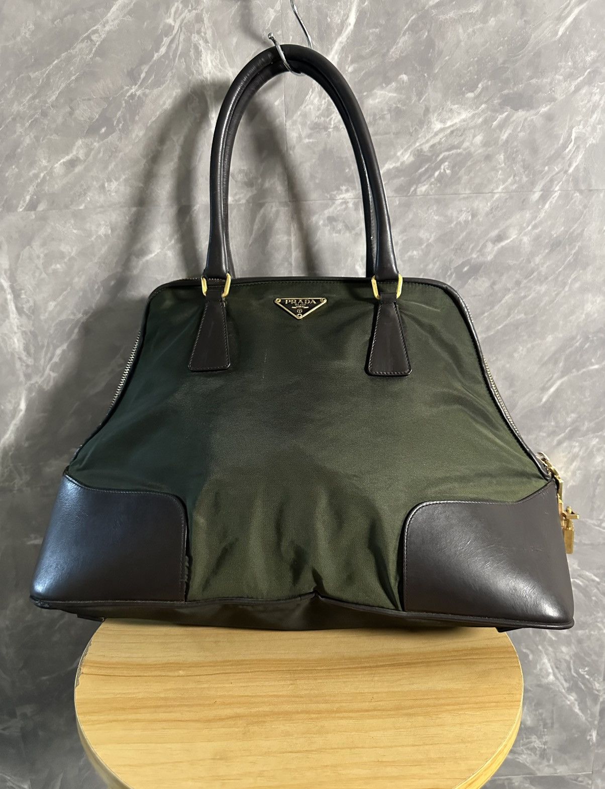 Prada Vintage Tessuto "alma" Green Nylon Shoulder Bag, Women's