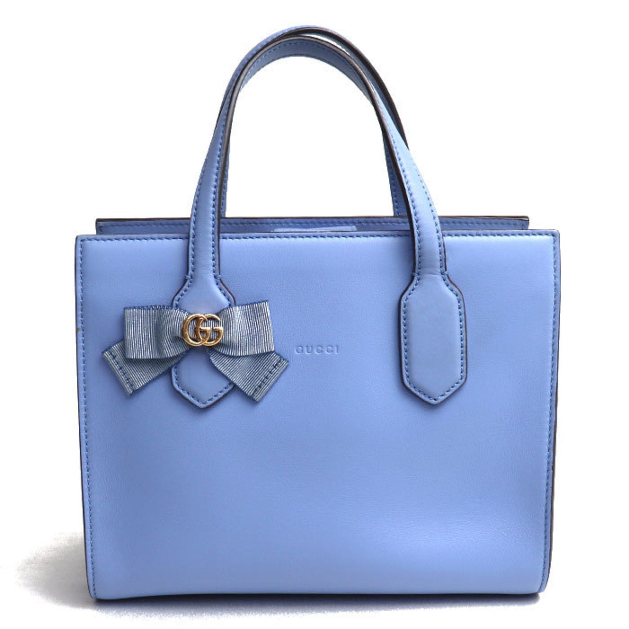 image of Gucci GG Ribbon Handbag Blue 443089 Women's