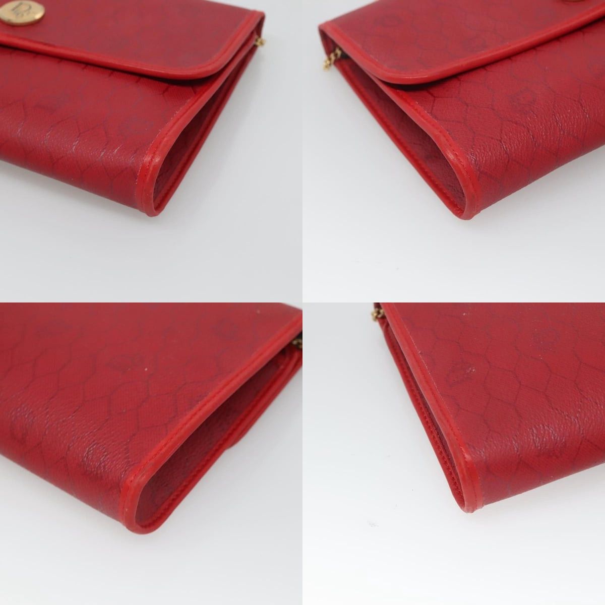 Dior DIOR Honeycomb Canvas Chain Shoulder Bag Pvc Red Gold Size ONE SIZE - 10 Thumbnail