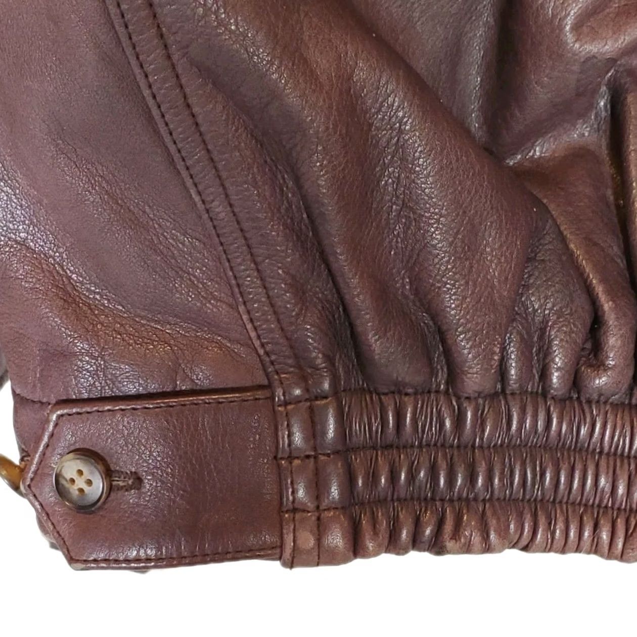 Vintage VINTAGE Alan Flusser Brown Leather Bomber Motorcycle Jacket Elastic Hem Mens 42 Size US XS / EU 42 / 0 - 6 Thumbnail