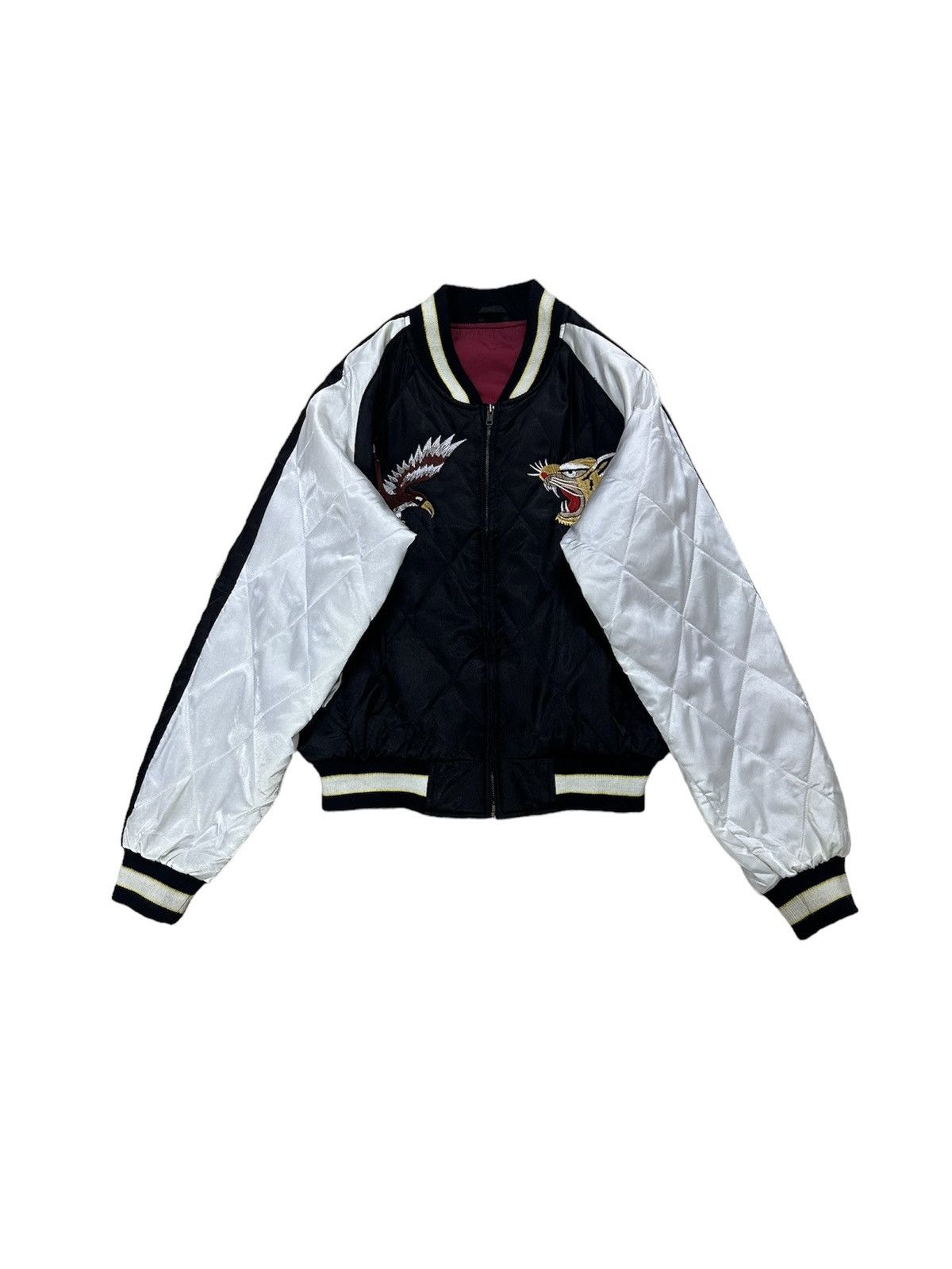 image of Beauty Beast x Sukajan Souvenir Jacket Beautiful Jungle Storm Dragon Bird Tiger Sukajan Jacket in B