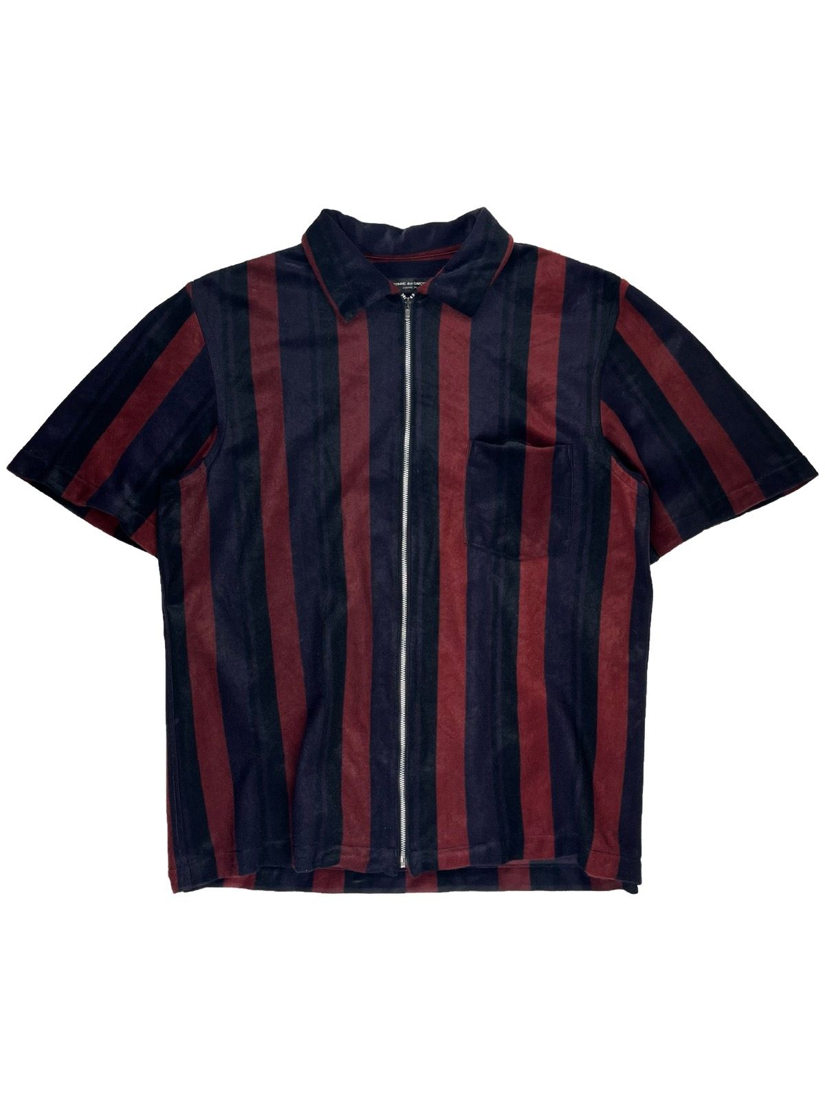 Pre-owned Comme Des Garcons X Comme Des Garcons Homme Plus Ad1995 Comme Des Garcons Homme Plus Zipped Striped Shirt In Red Navy