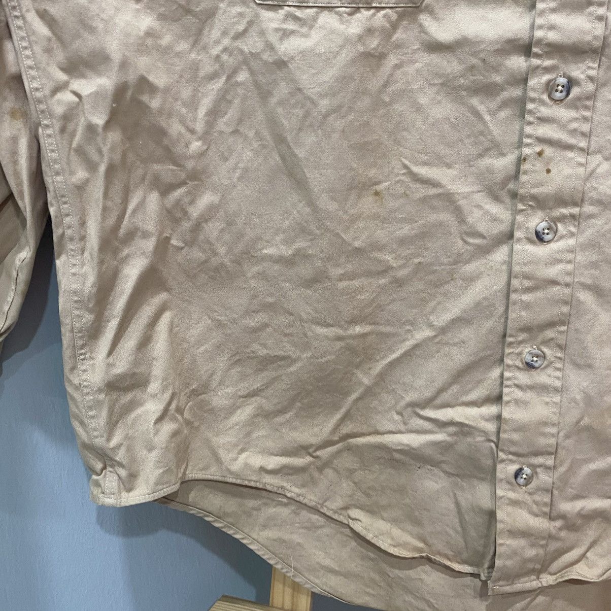 Burberry Vintage Burberrys Khaki Military Safari Work Shirt Epaulets Size US XL / EU 56 / 4 - 8 Thumbnail