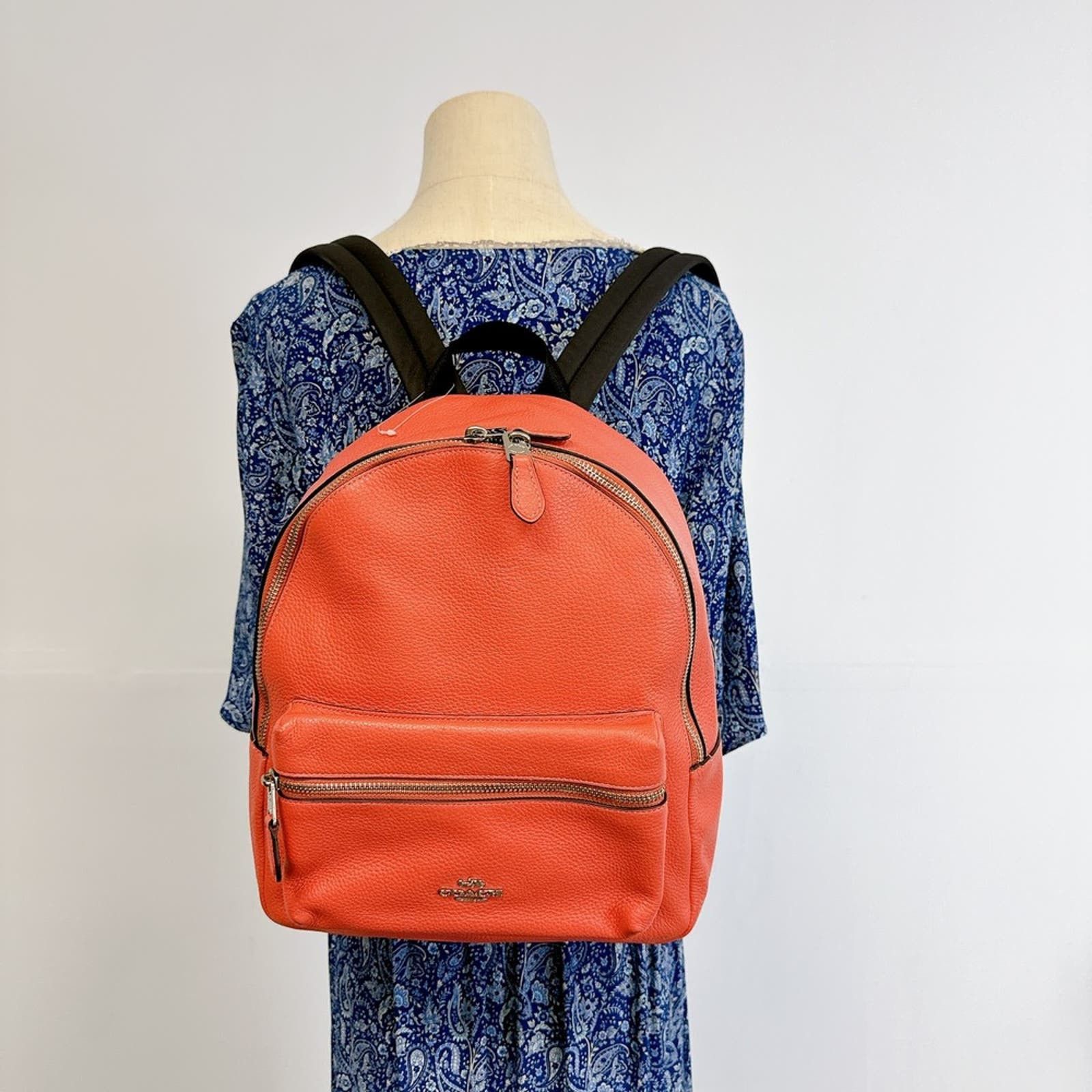 image of Coach F30550 Medium Charlie Backpack In Coral in Orange, Women's