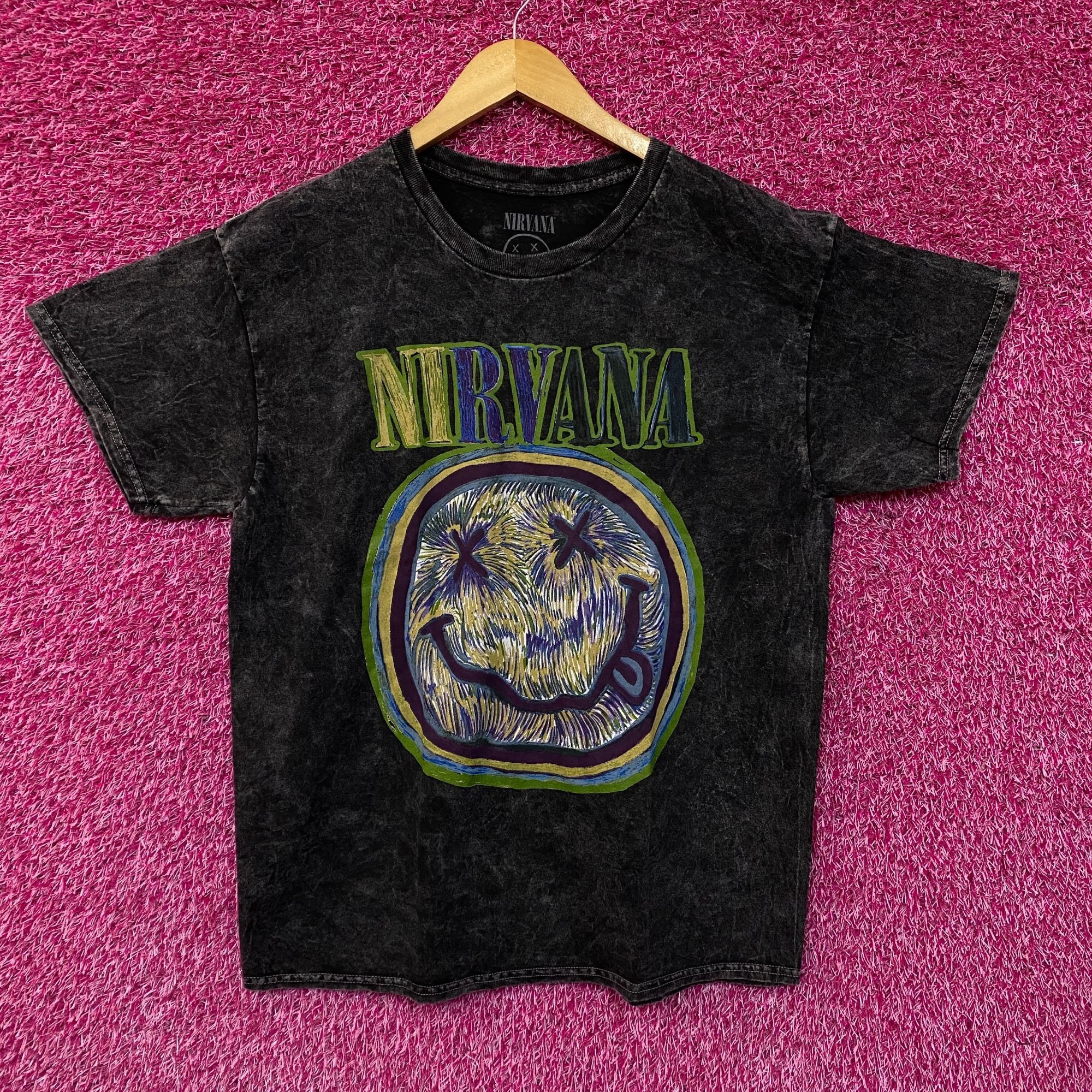 Nirvana Nirvana Smiley Face Acid Wash Tshirt size large Size US L / EU 52-54 / 3 - 1 Thumbnail